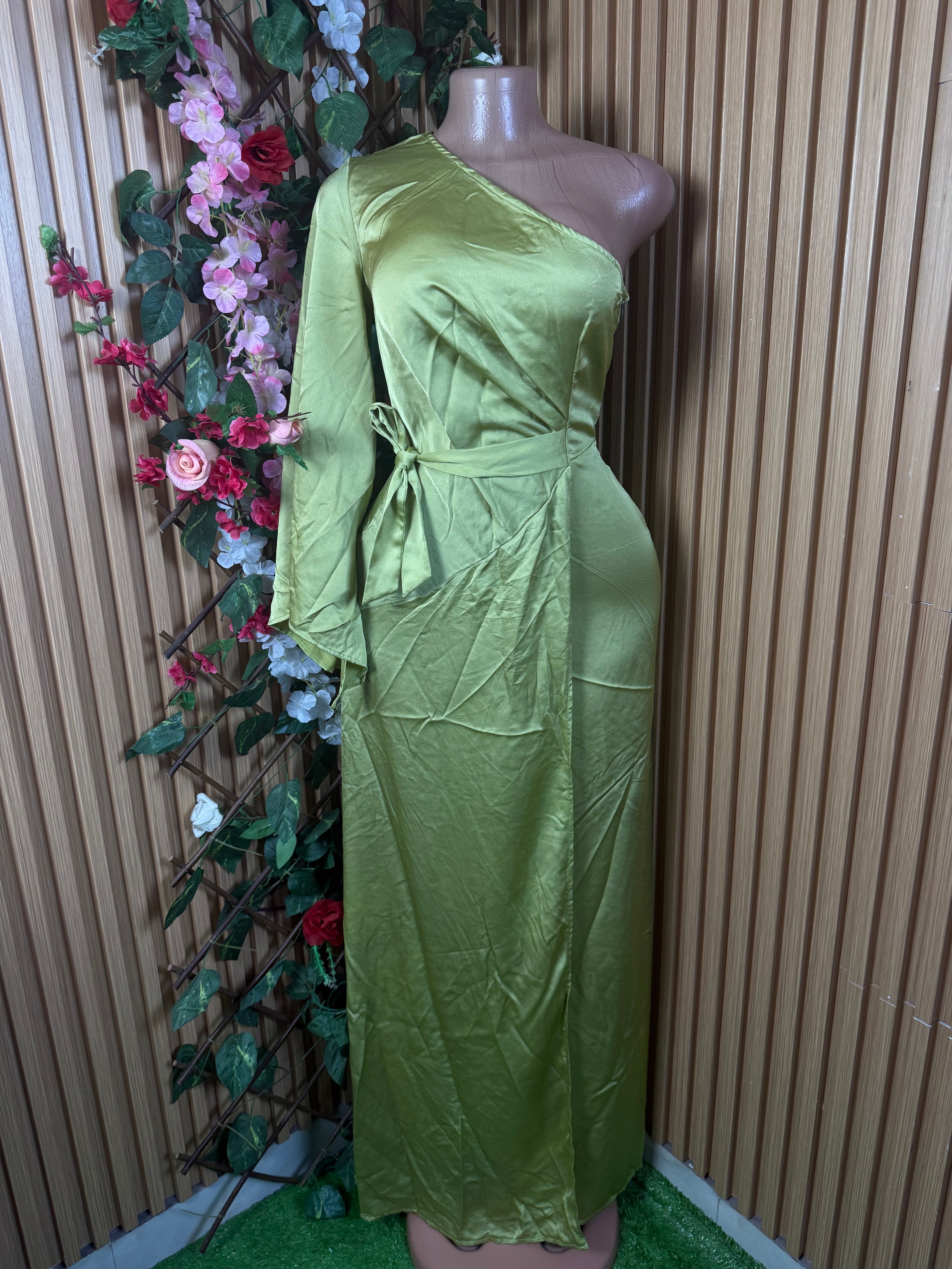 Robe moulante longue à une seule manches ceintrée - Perluna Store