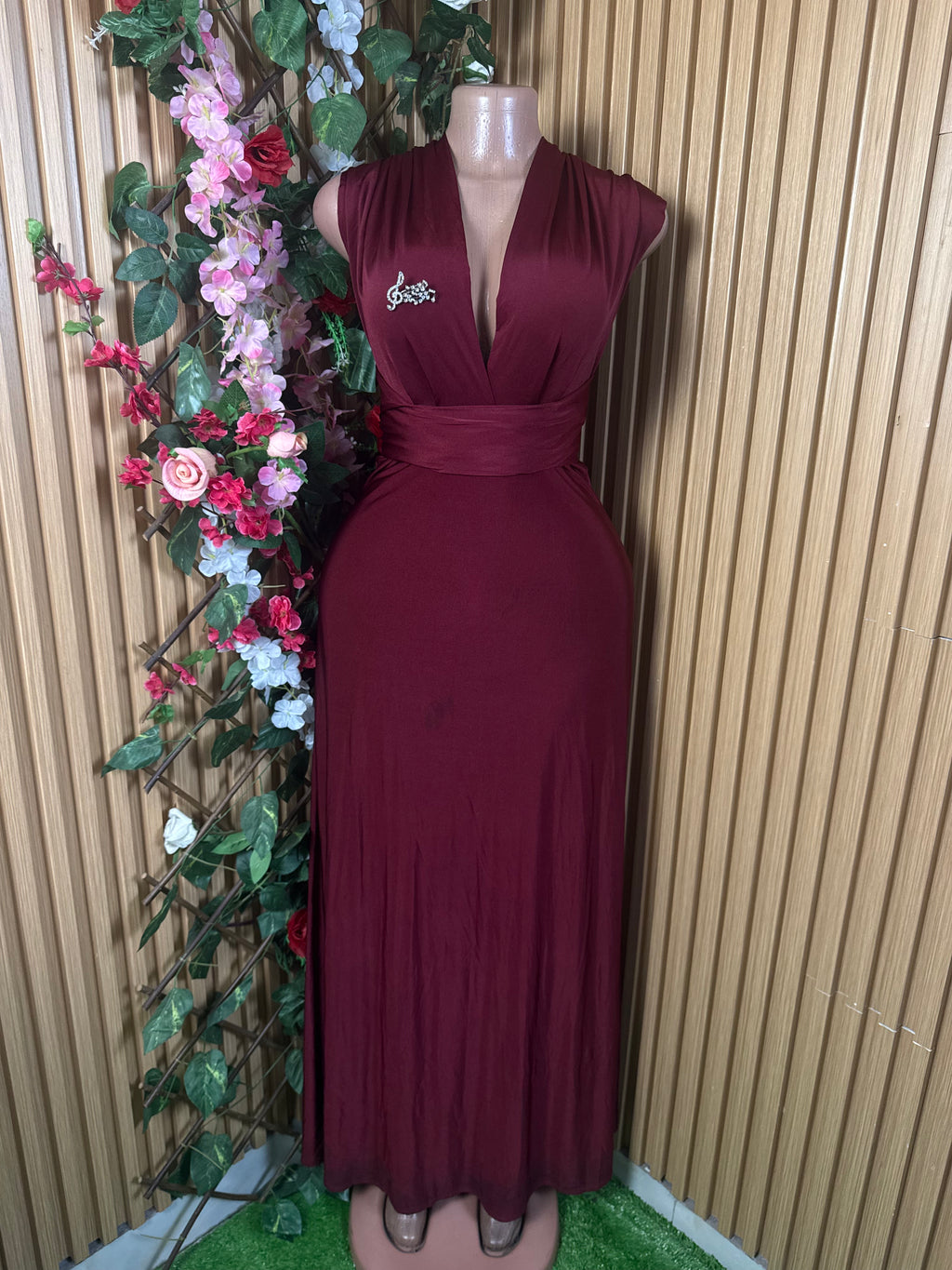 Robe évasée longue sans manches ceintrée - Perluna Store