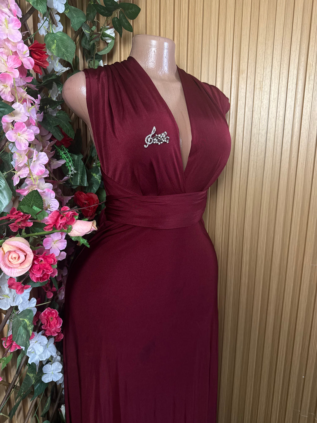 Robe évasée longue sans manches ceintrée - Perluna Store