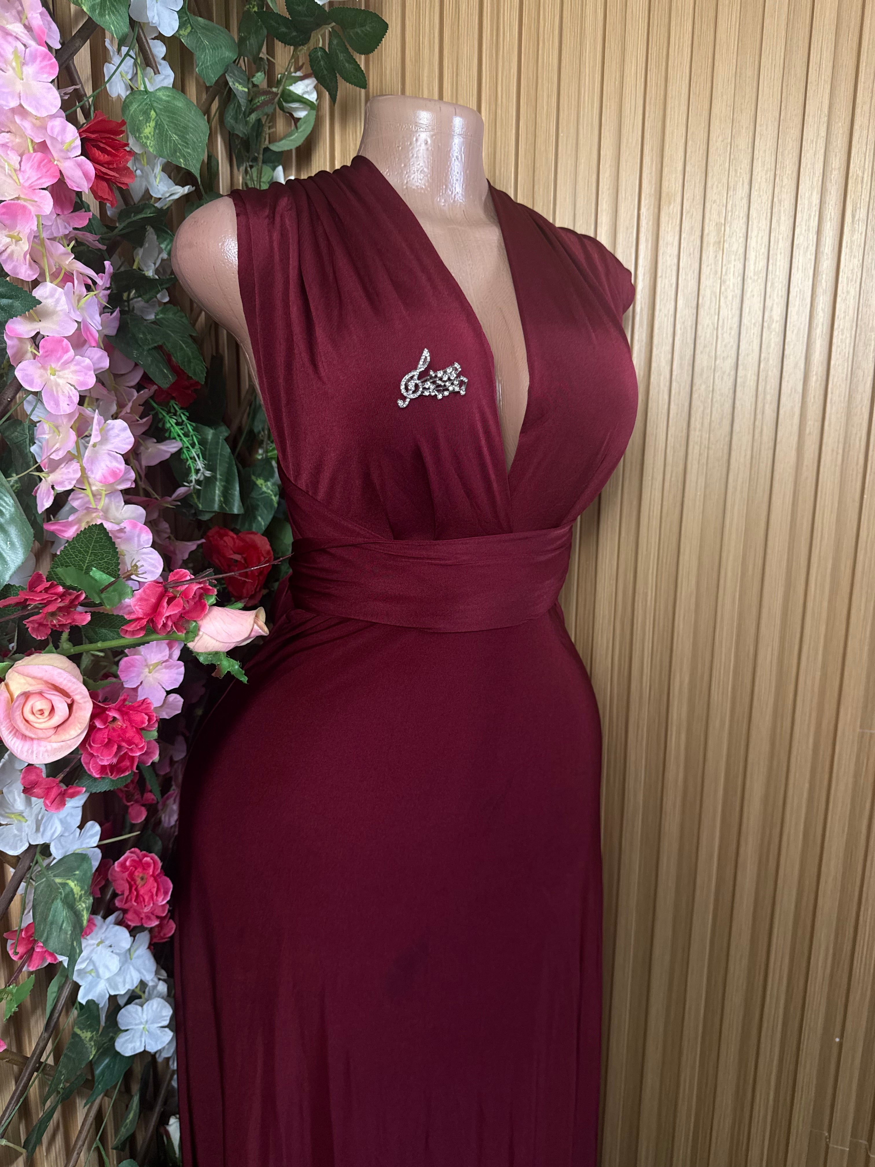 Robe évasée longue sans manches ceintrée - Perluna Store