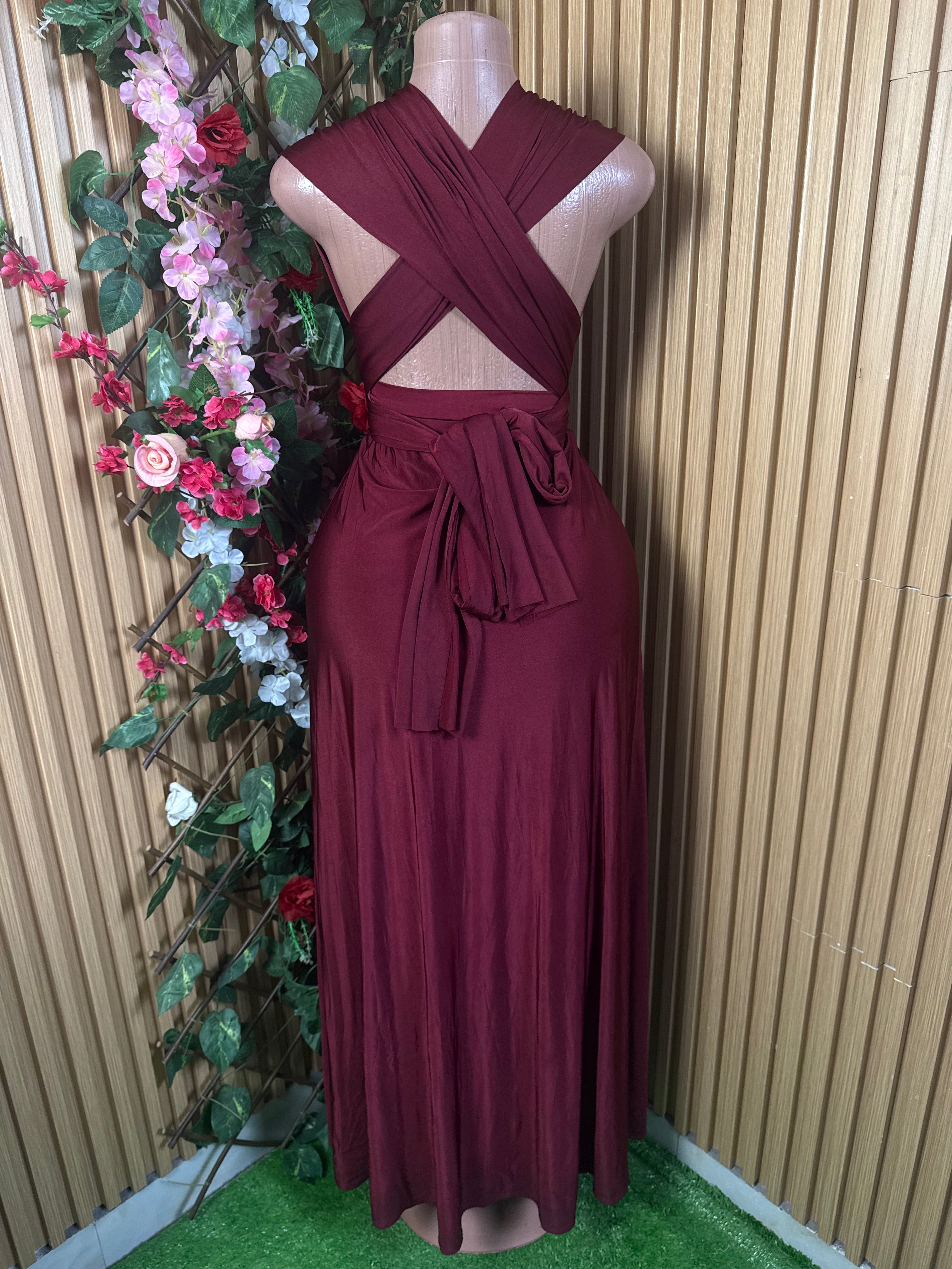 Robe évasée longue sans manches ceintrée - Perluna Store