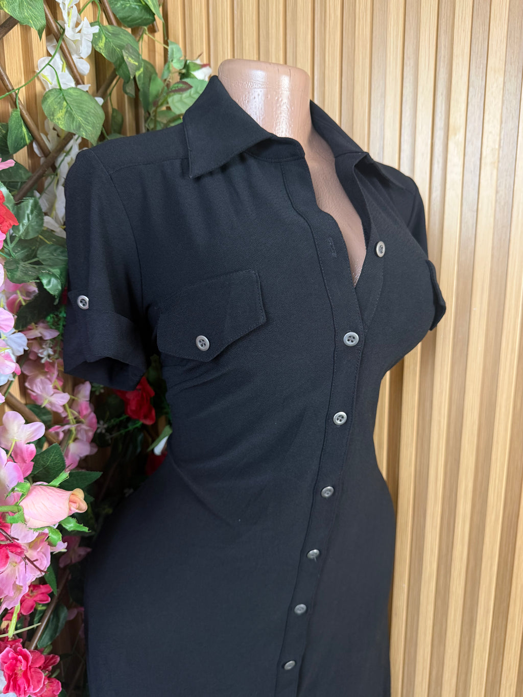 Robe évasée avec boutons manches courtes - Perluna Store