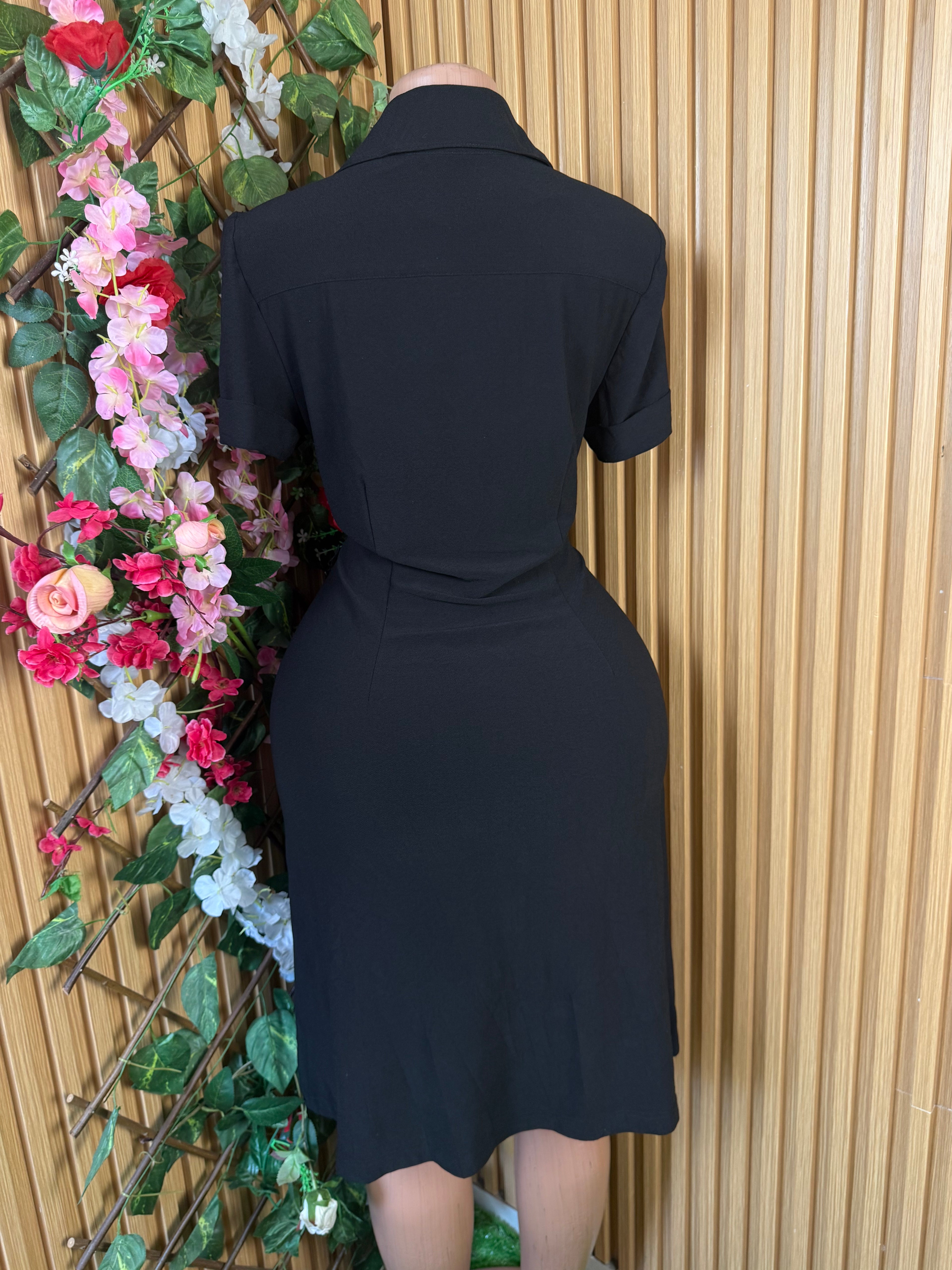 Robe évasée avec boutons manches courtes - Perluna Store