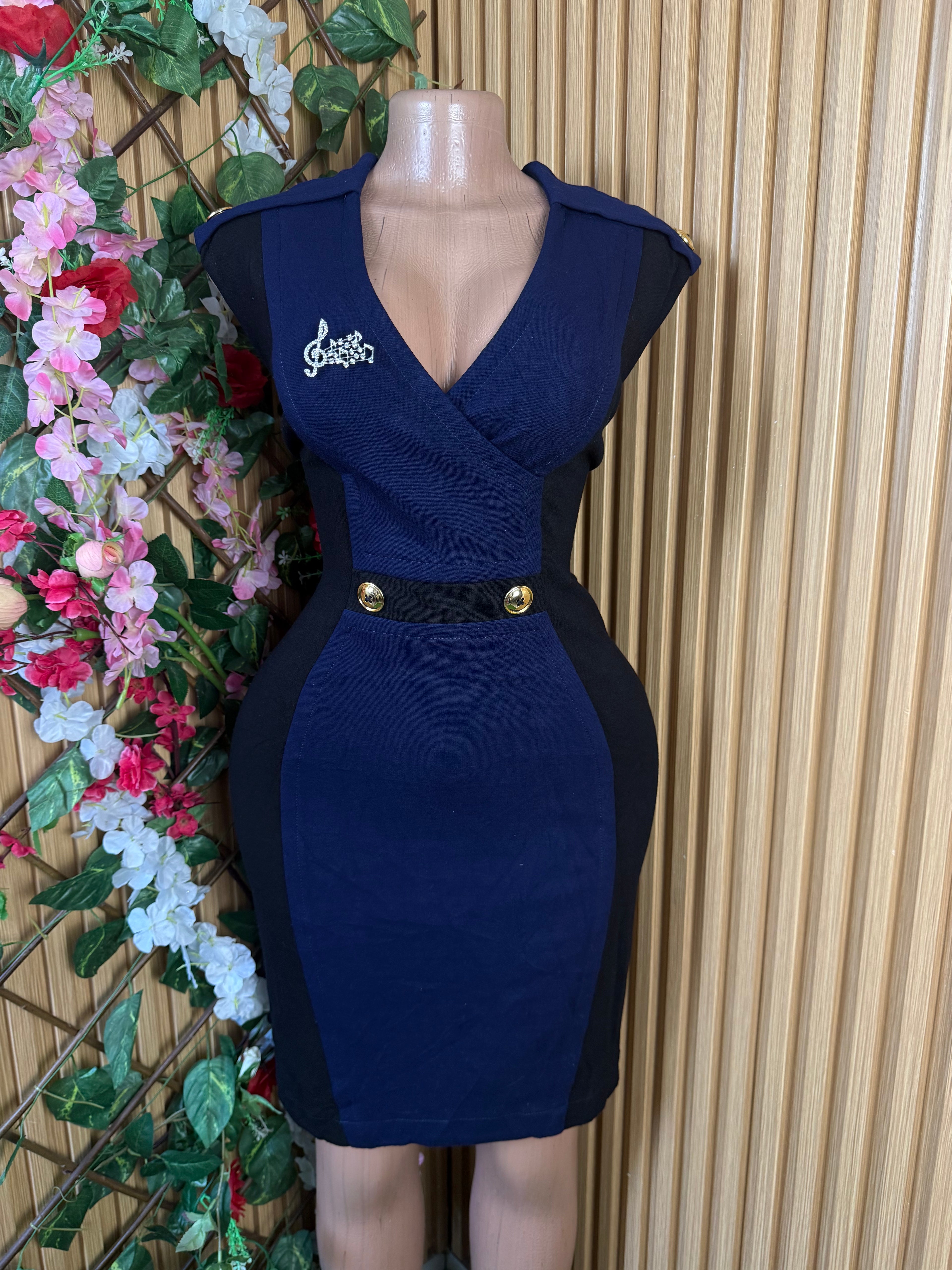 Robe droite élegante sans manches col V - Perluna Store