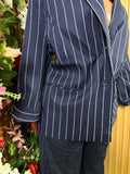 Veste blazer one bouton pour femme couleur bleu - Perluna Store