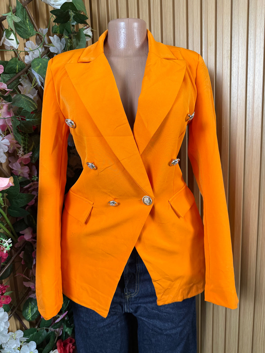 Veste blazer pour femme couleur oragne on bouton - Perluna Store