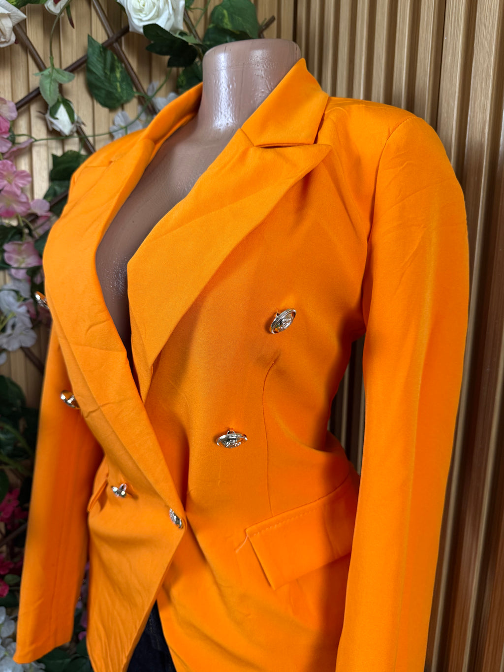 Veste blazer pour femme couleur oragne on bouton - Perluna Store