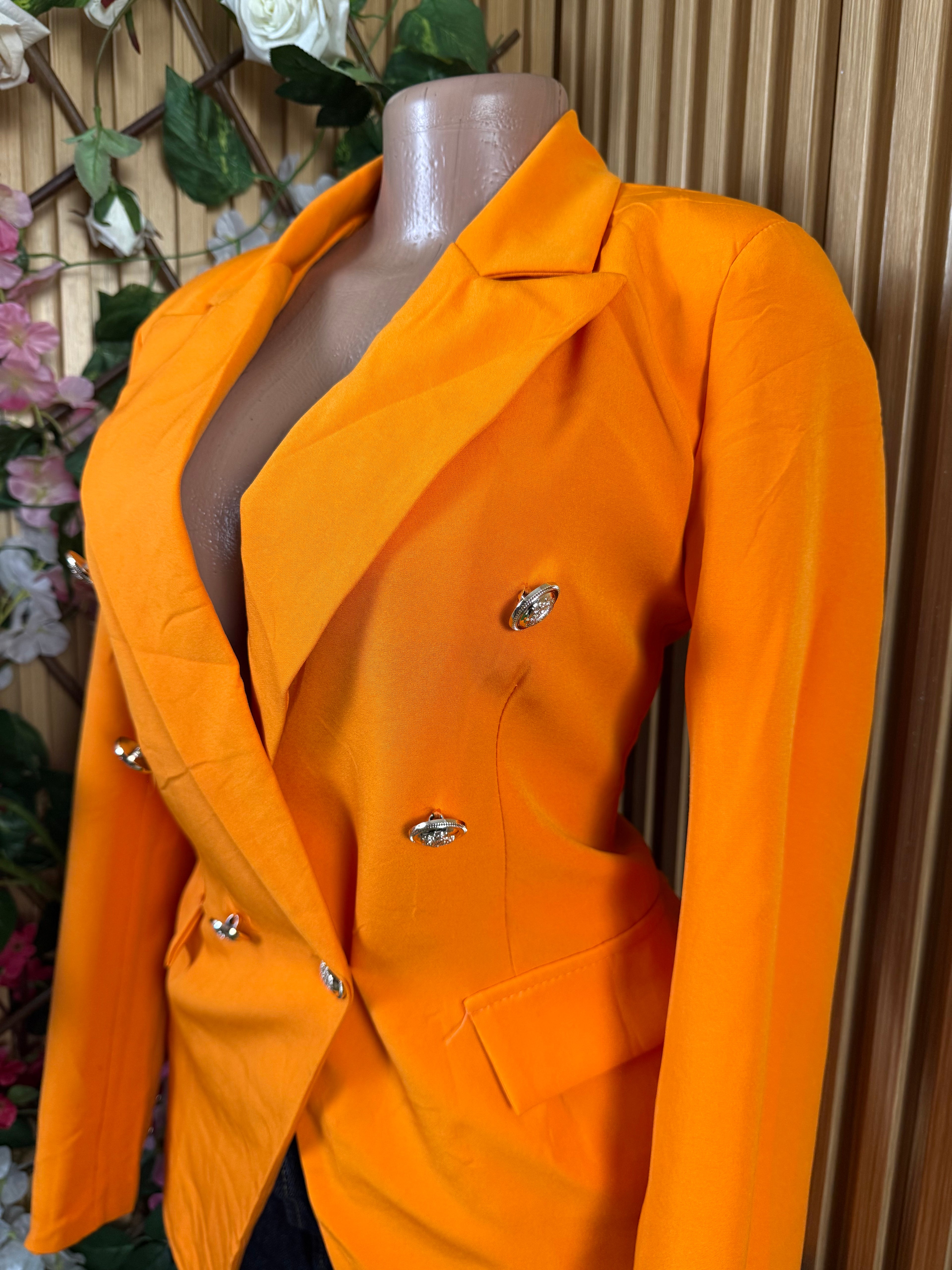 Veste blazer pour femme couleur oragne on bouton - Perluna Store