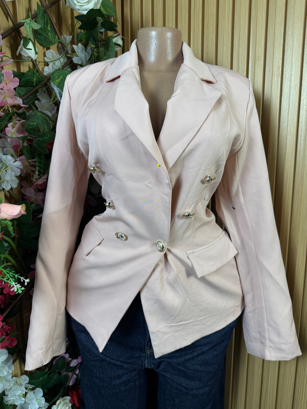 Veste blazer one bouton pour femme couleur rose - Perluna Store