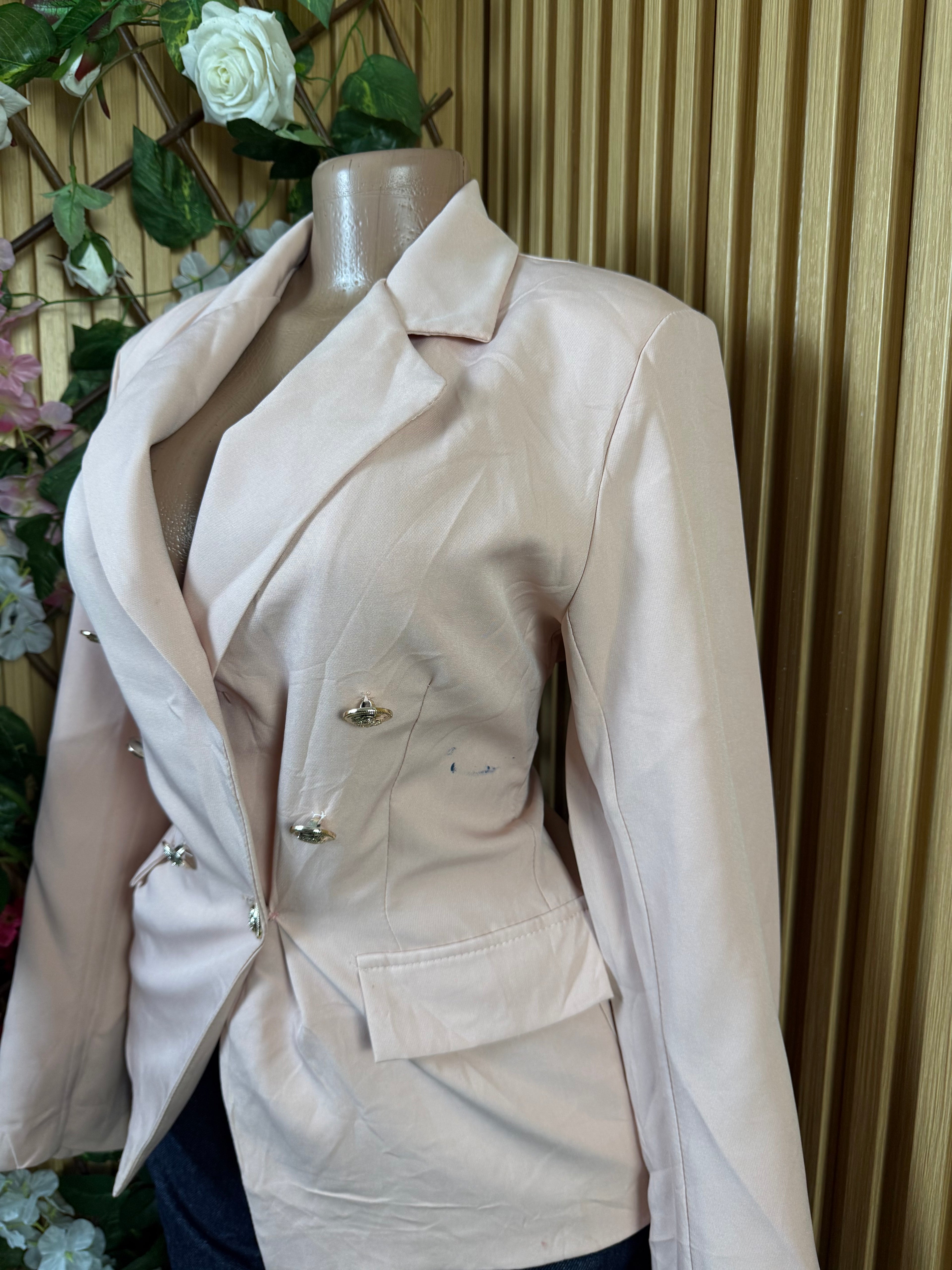 Veste blazer one bouton pour femme couleur rose - Perluna Store