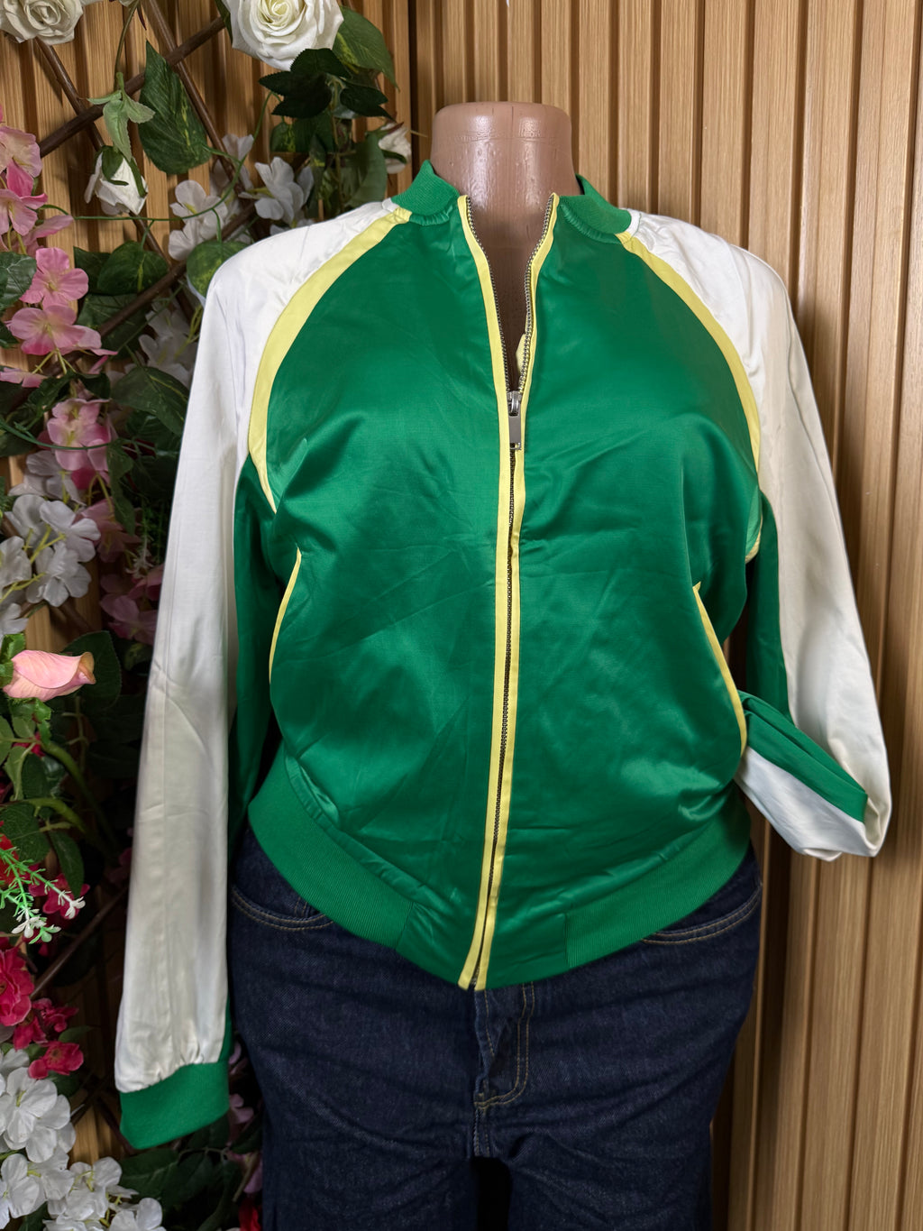 Veste blazer pour femme couleur verte avec tirette - Perluna Store