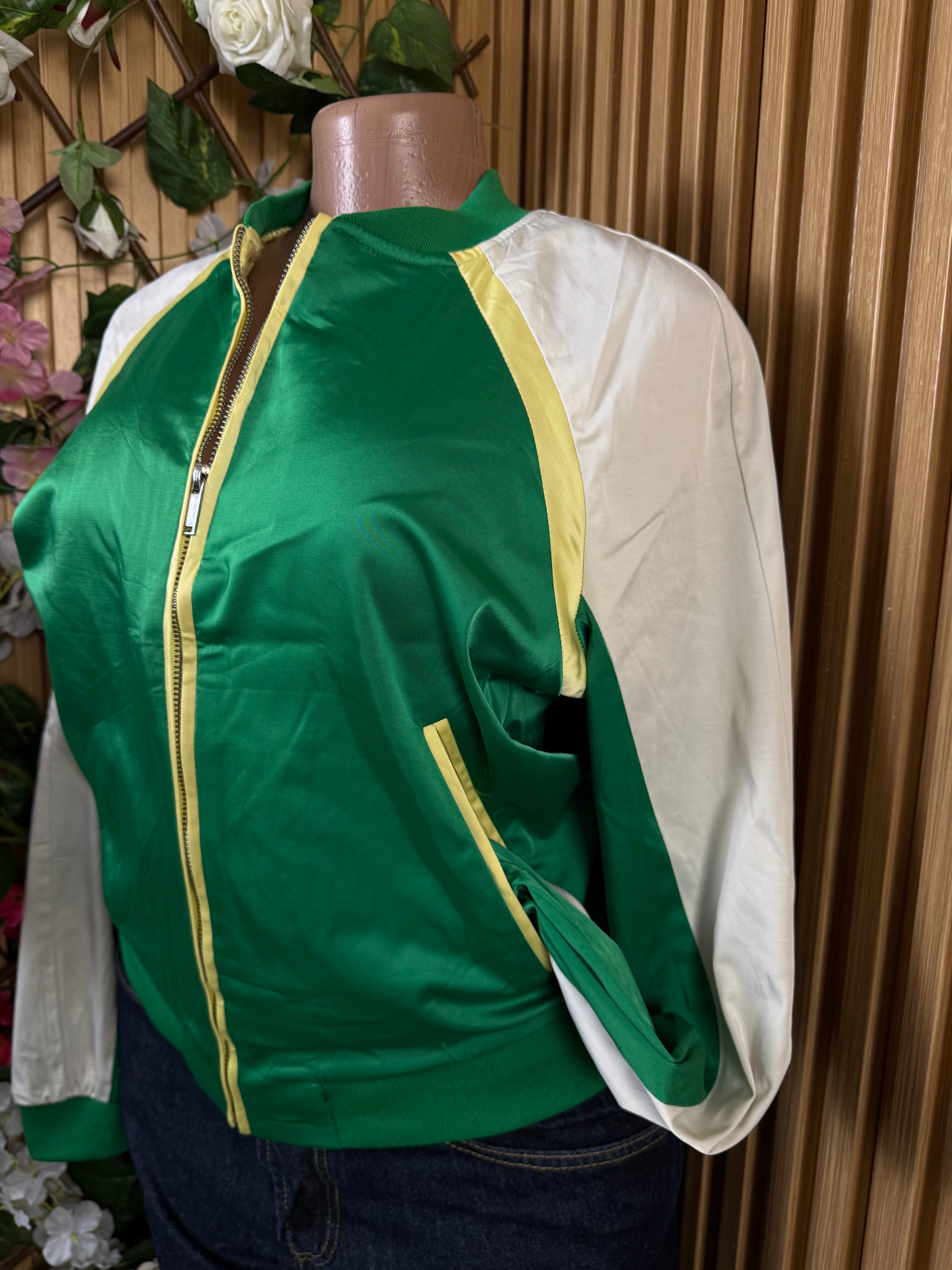 Veste blazer pour femme couleur verte avec tirette - Perluna Store