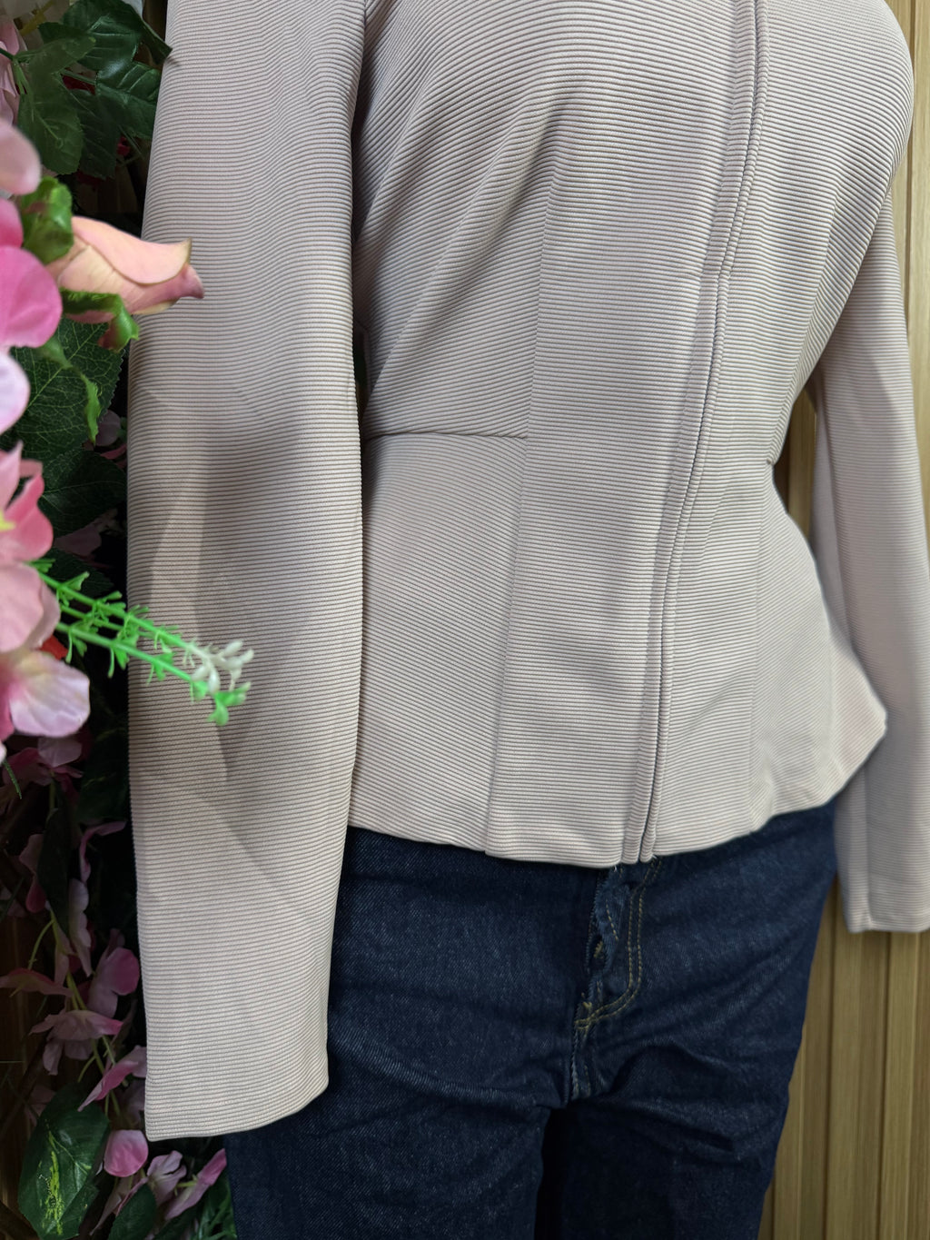 Veste blazer pour femme couleur beige avec tirette - Perluna Store