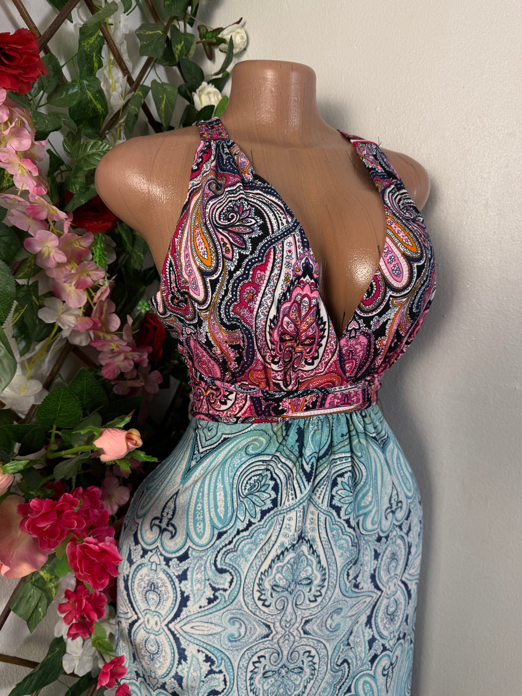 Robe longue sans manches imprimer