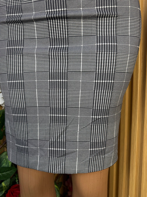 Jupe droite midi plissée de couleur grise - Perluna Store
