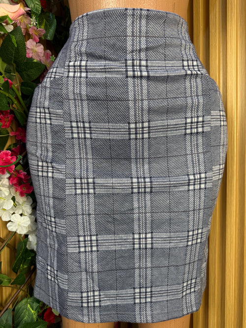 Jupe droite midi plissée de couleur grise - Perluna Store