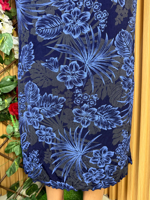 Jupe longue imprimée fleurie en bleu - Perluna Store