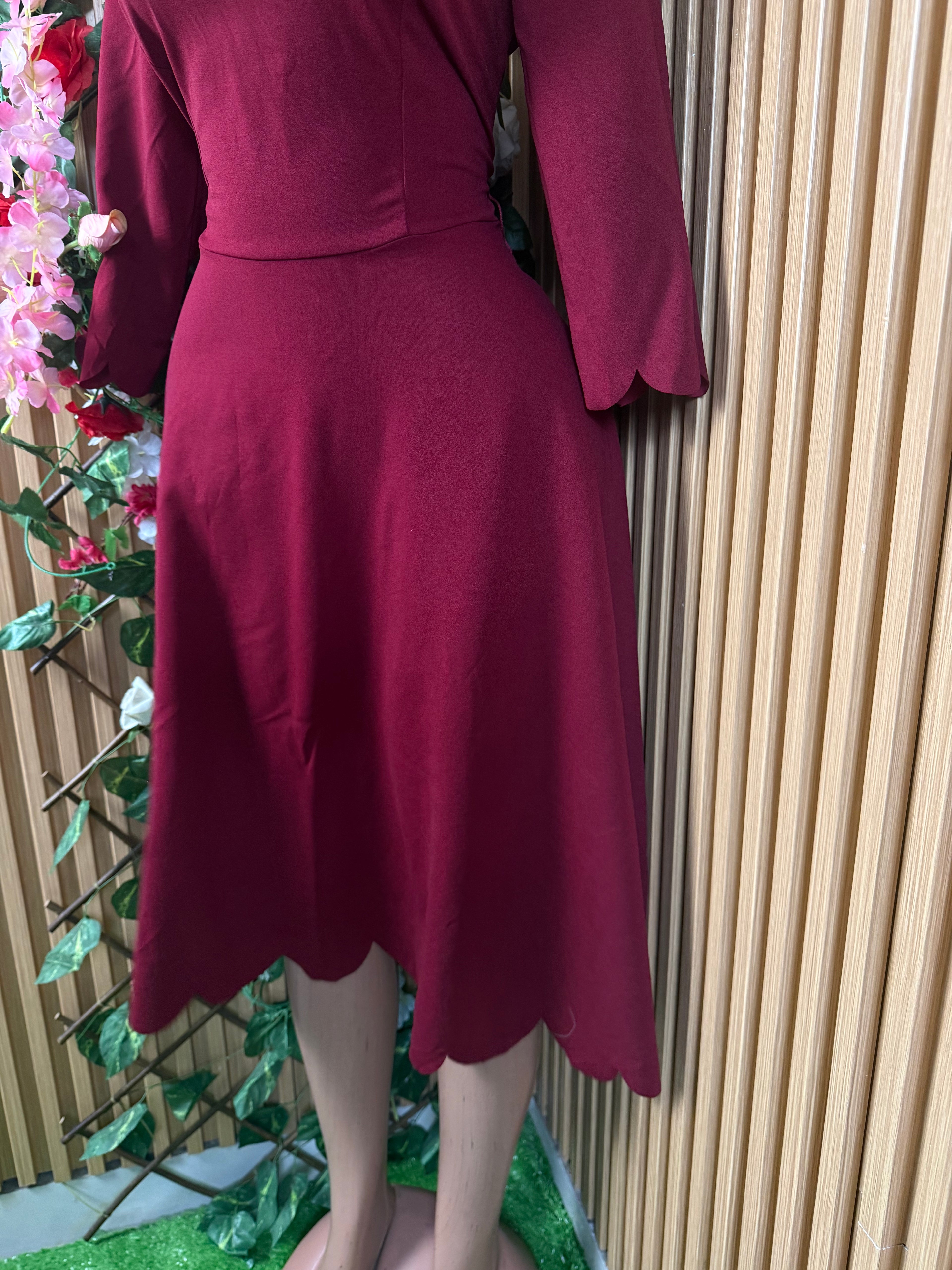 Robe évasée manches longues drapée - Perluna Store