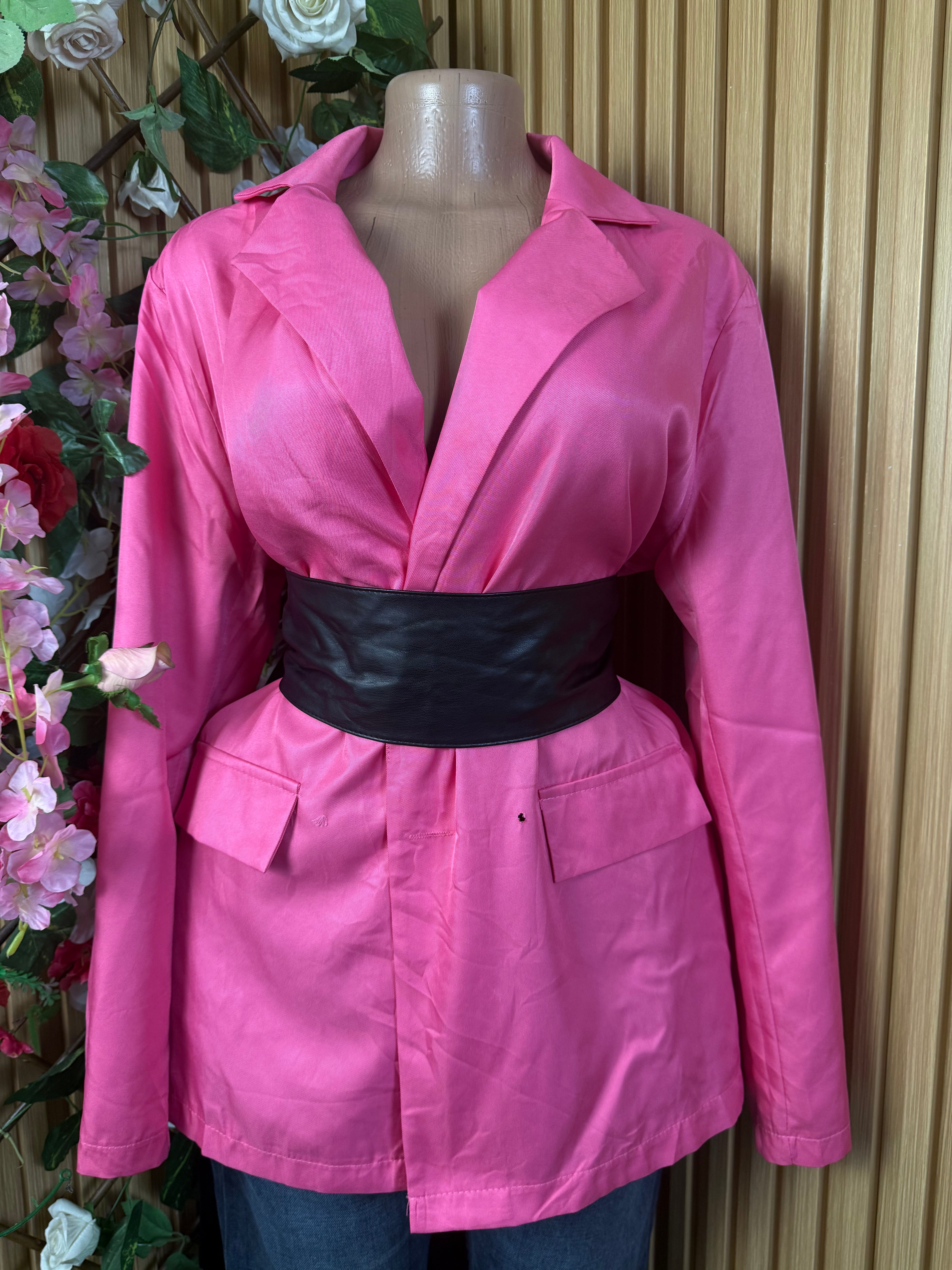 Veste blazer pour femme de couleur rose - Perluna Store