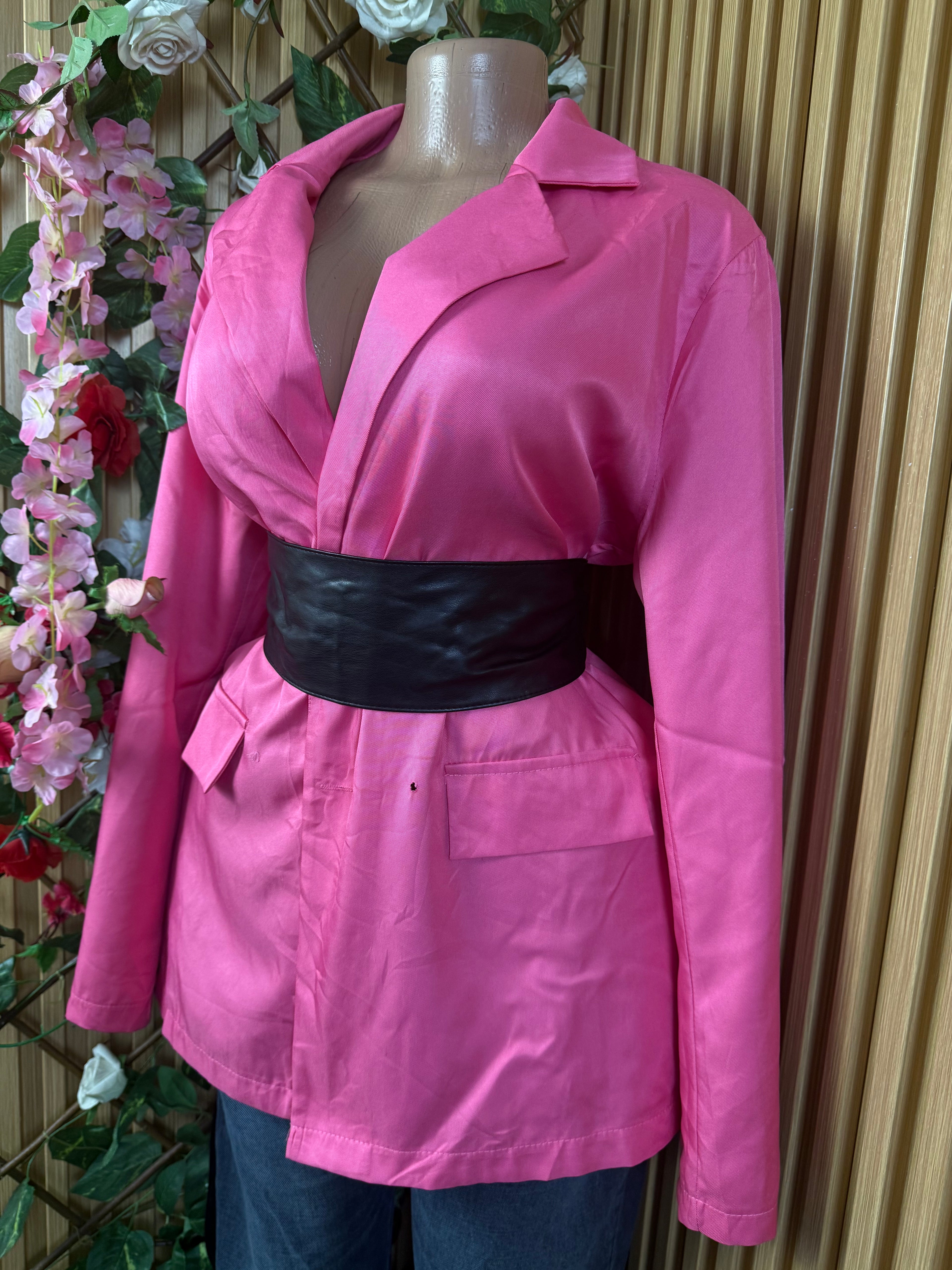 Veste blazer pour femme de couleur rose - Perluna Store