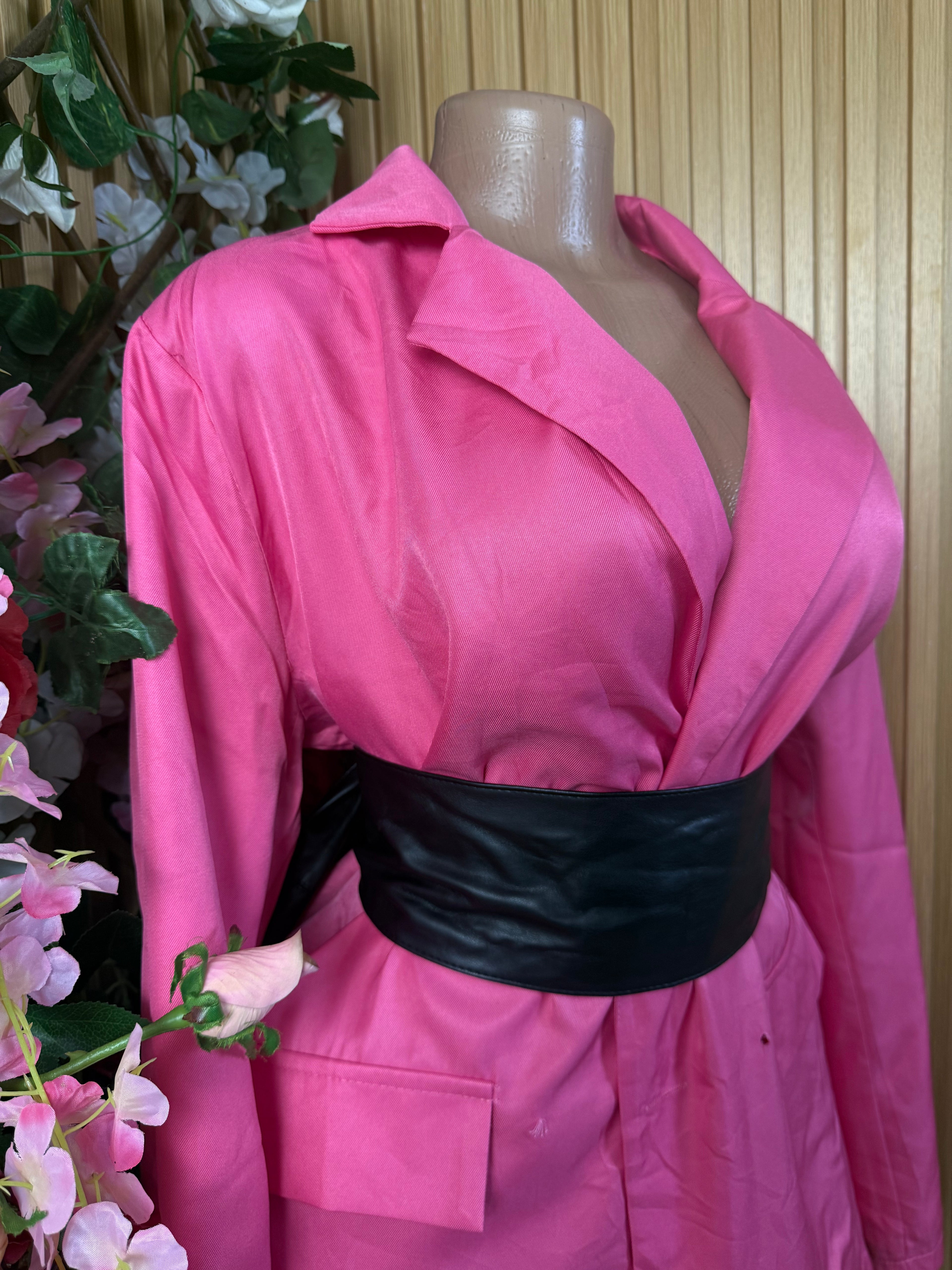 Veste blazer pour femme de couleur rose - Perluna Store
