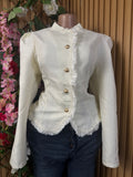 Veste blazer pour femme couleur beige à quatre boutons - Perluna Store