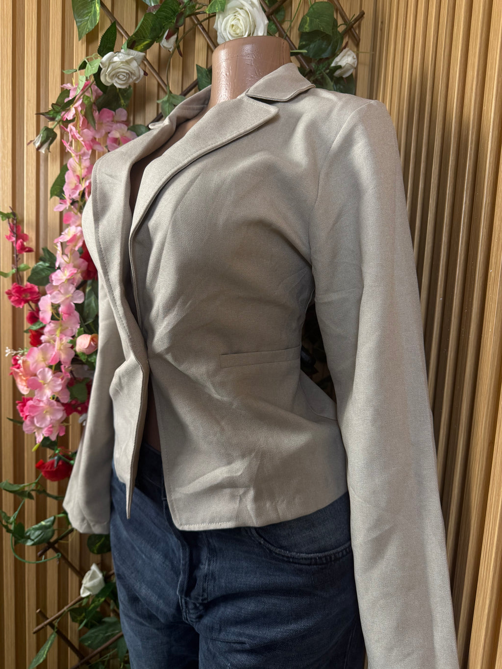 Veste blazer pour femme stylée couleur beige - Perluna Store