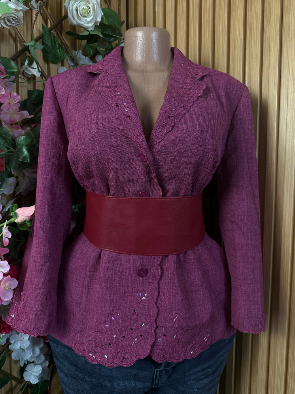 Veste blazer pour femme deux boutons couleur violet - Perluna Store