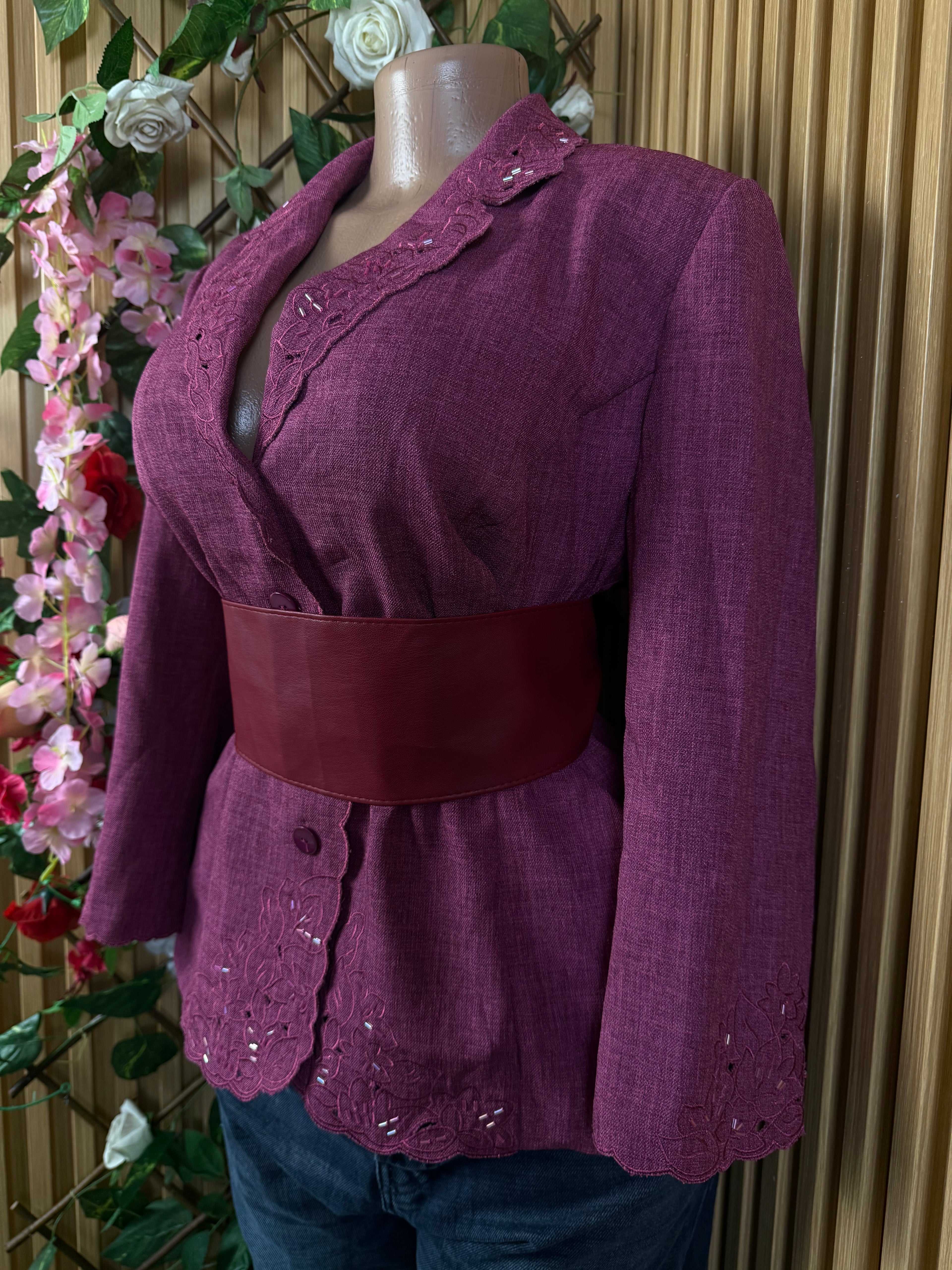 Veste blazer pour femme deux boutons couleur violet - Perluna Store