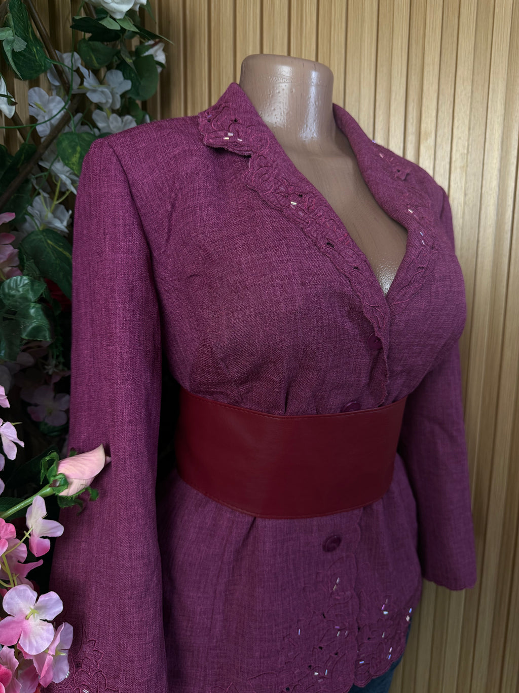 Veste blazer pour femme deux boutons couleur violet - Perluna Store