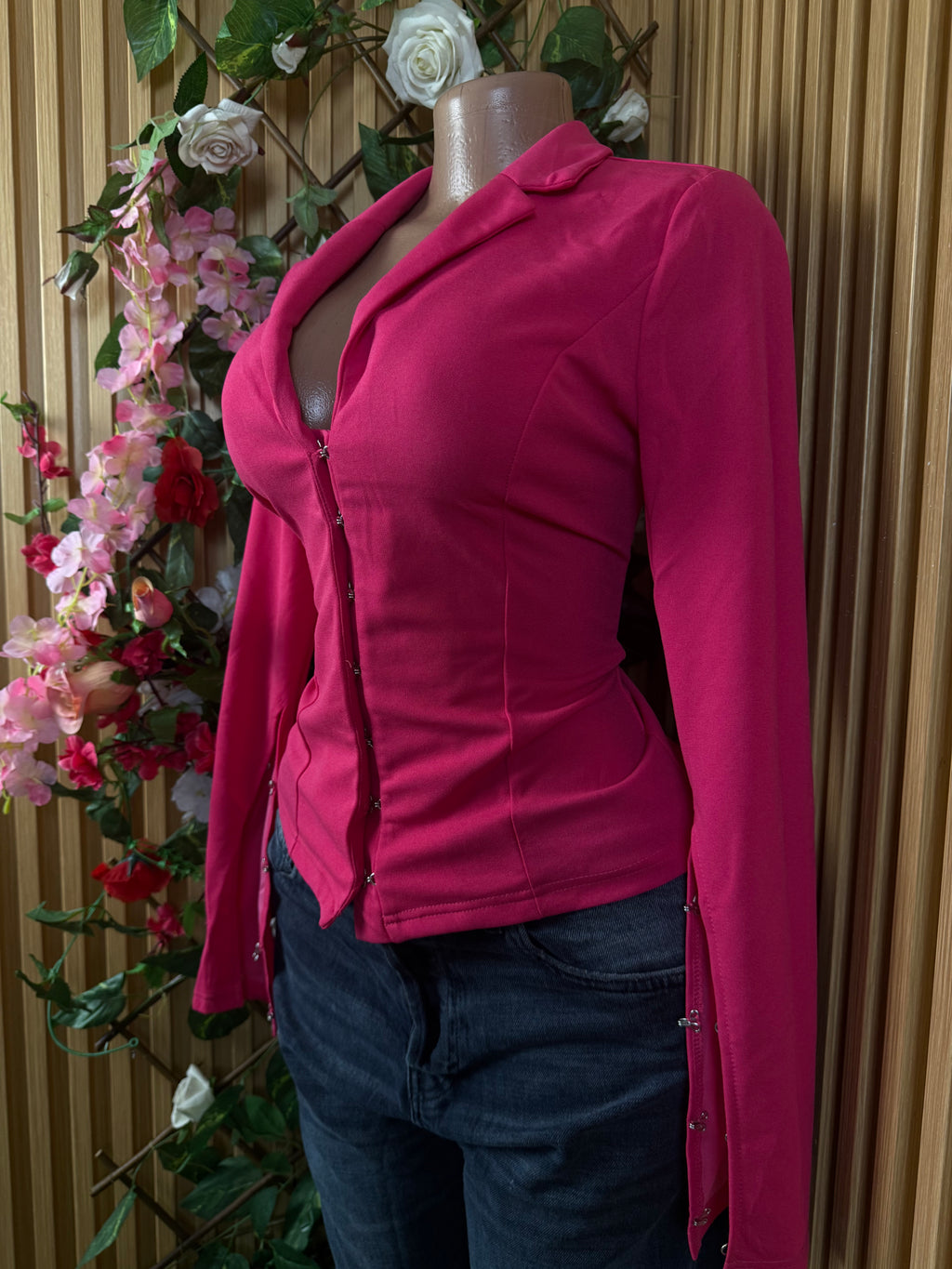 Veste blazer pour femme couleur rose - Perluna Store