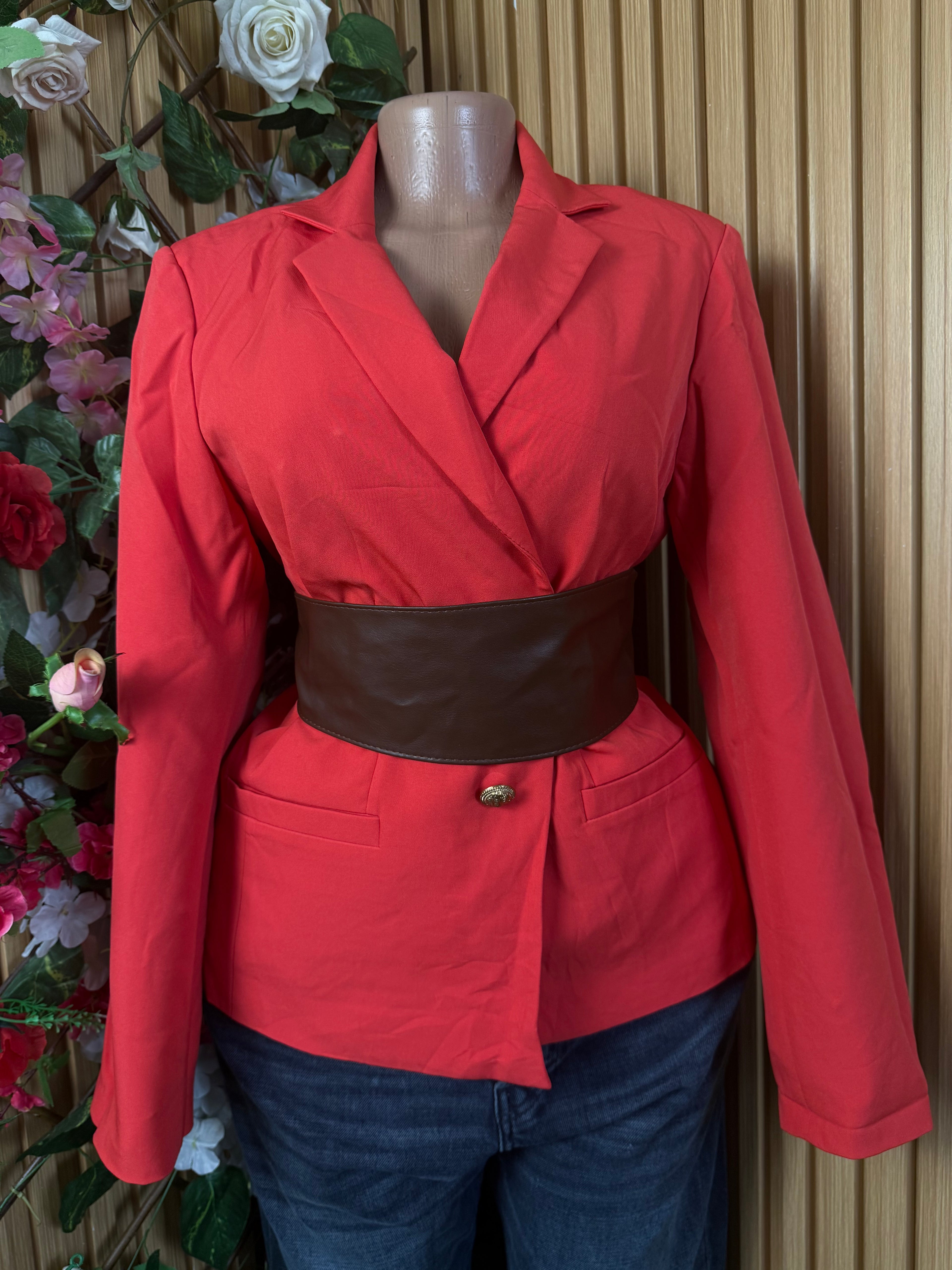Veste blazer pour femme couleur rose à deux boutons - Perluna Store