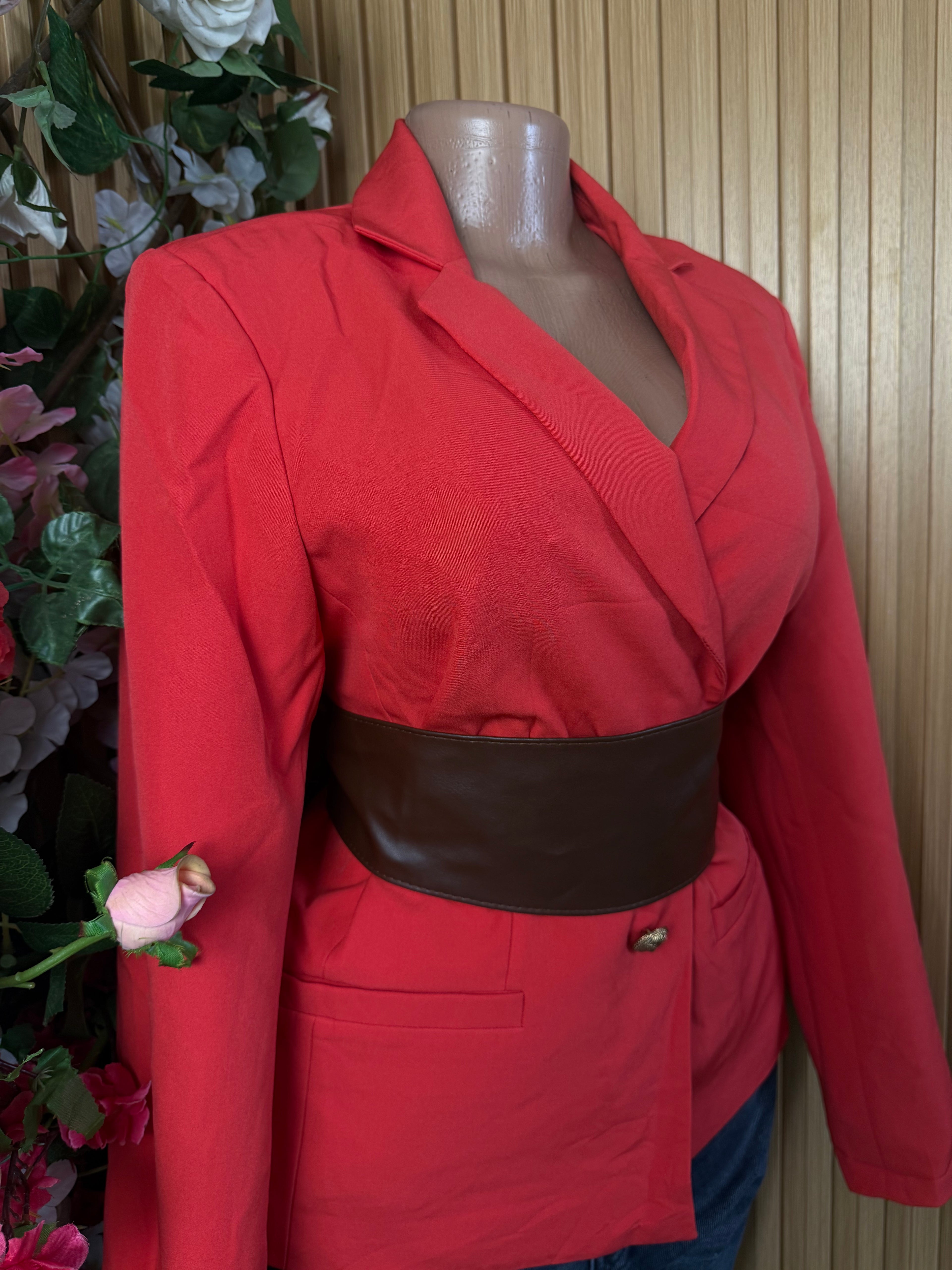 Veste blazer pour femme couleur rose à deux boutons - Perluna Store