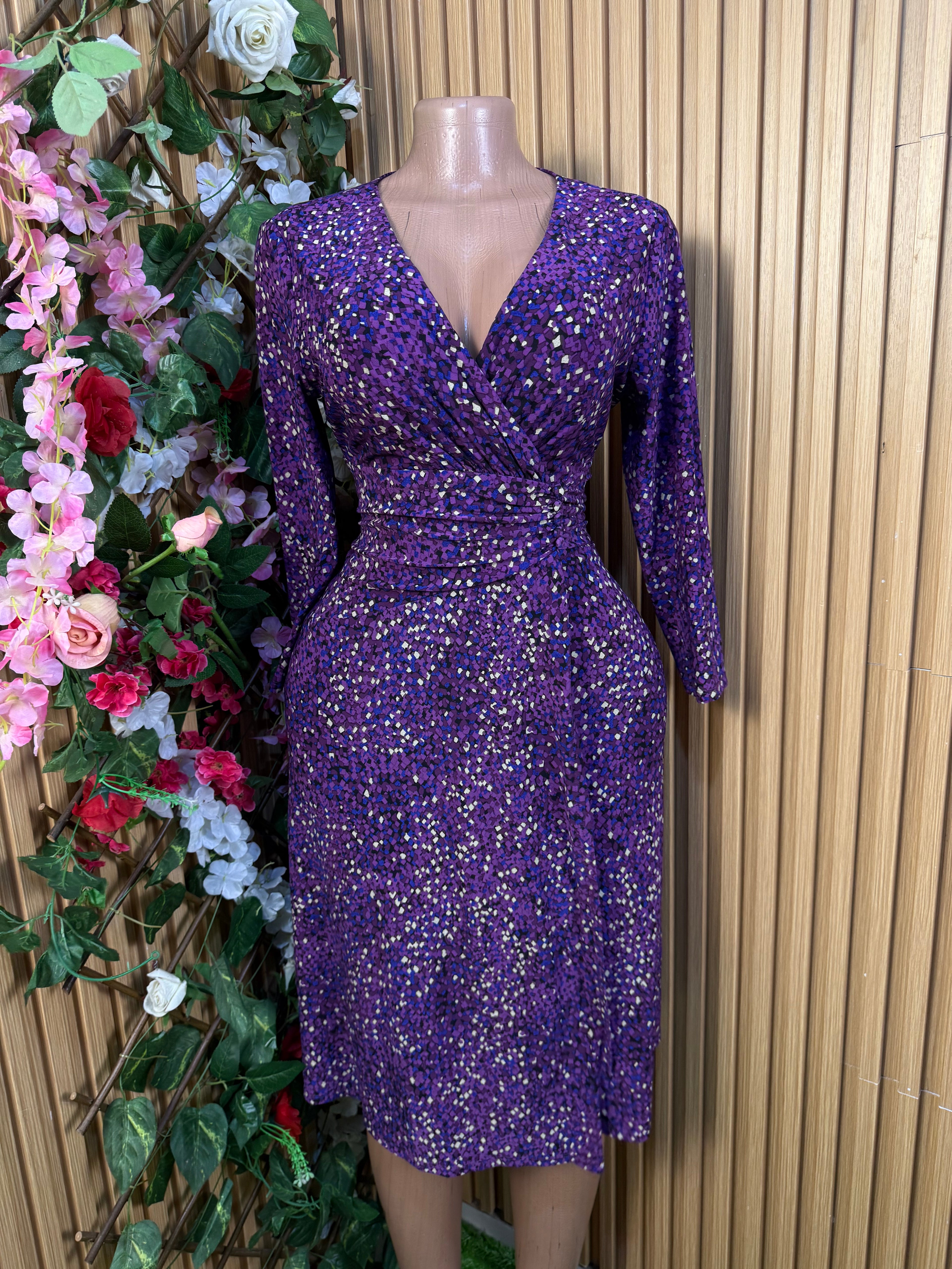 Robe évasée mi-longue manches longues col-V - Perluna Store