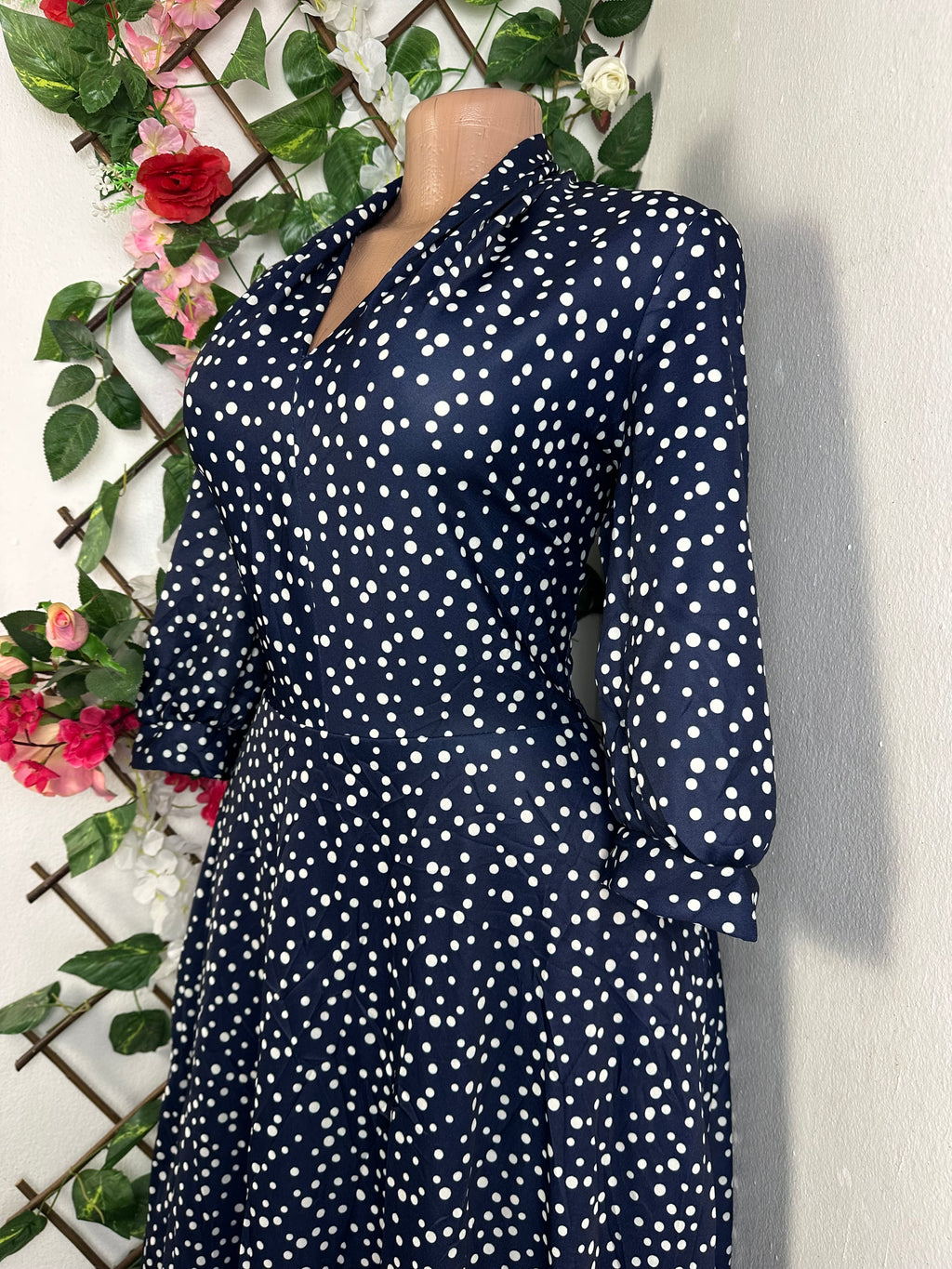 Robe évasée mi-longue manches 3/4-L 12 - Perluna Store
