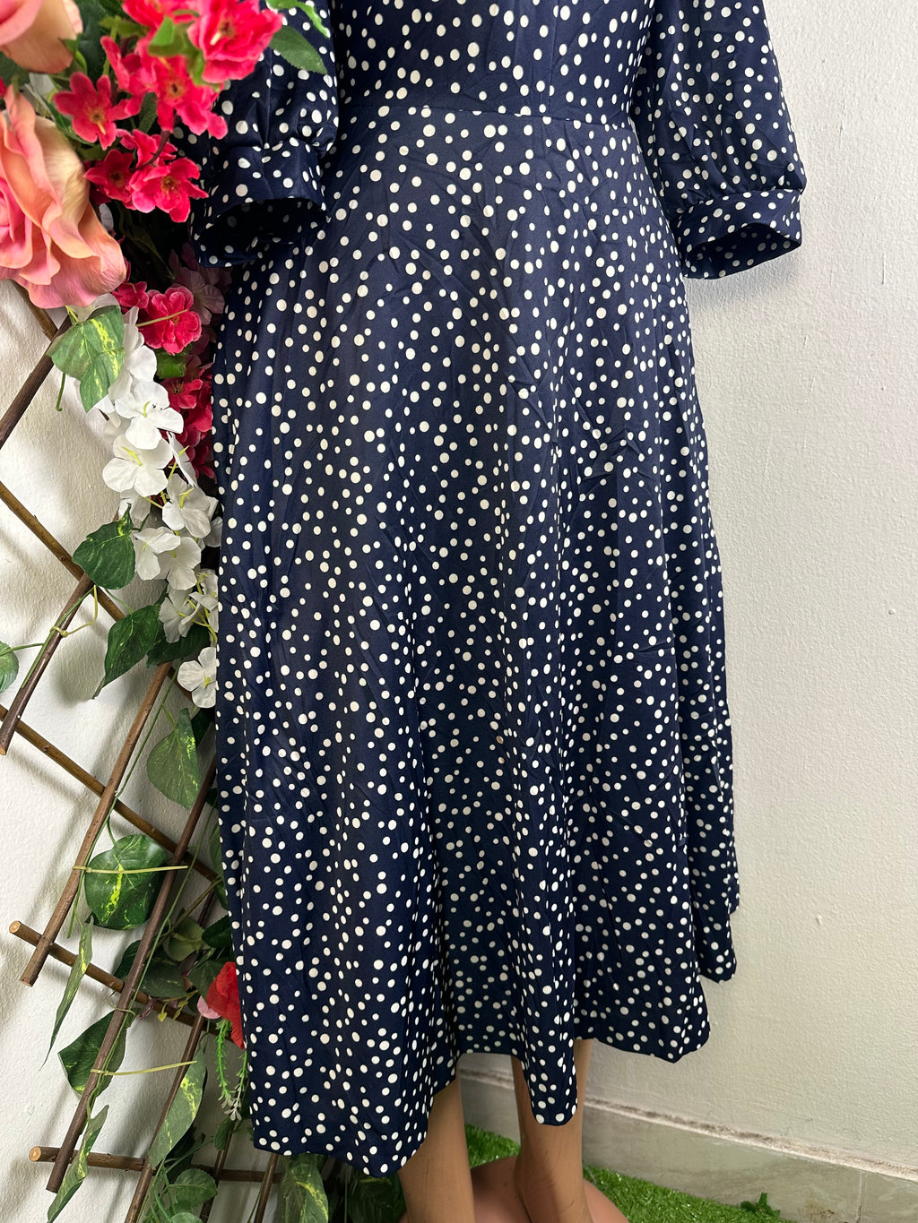Robe évasée mi-longue manches 3/4-L 12 - Perluna Store