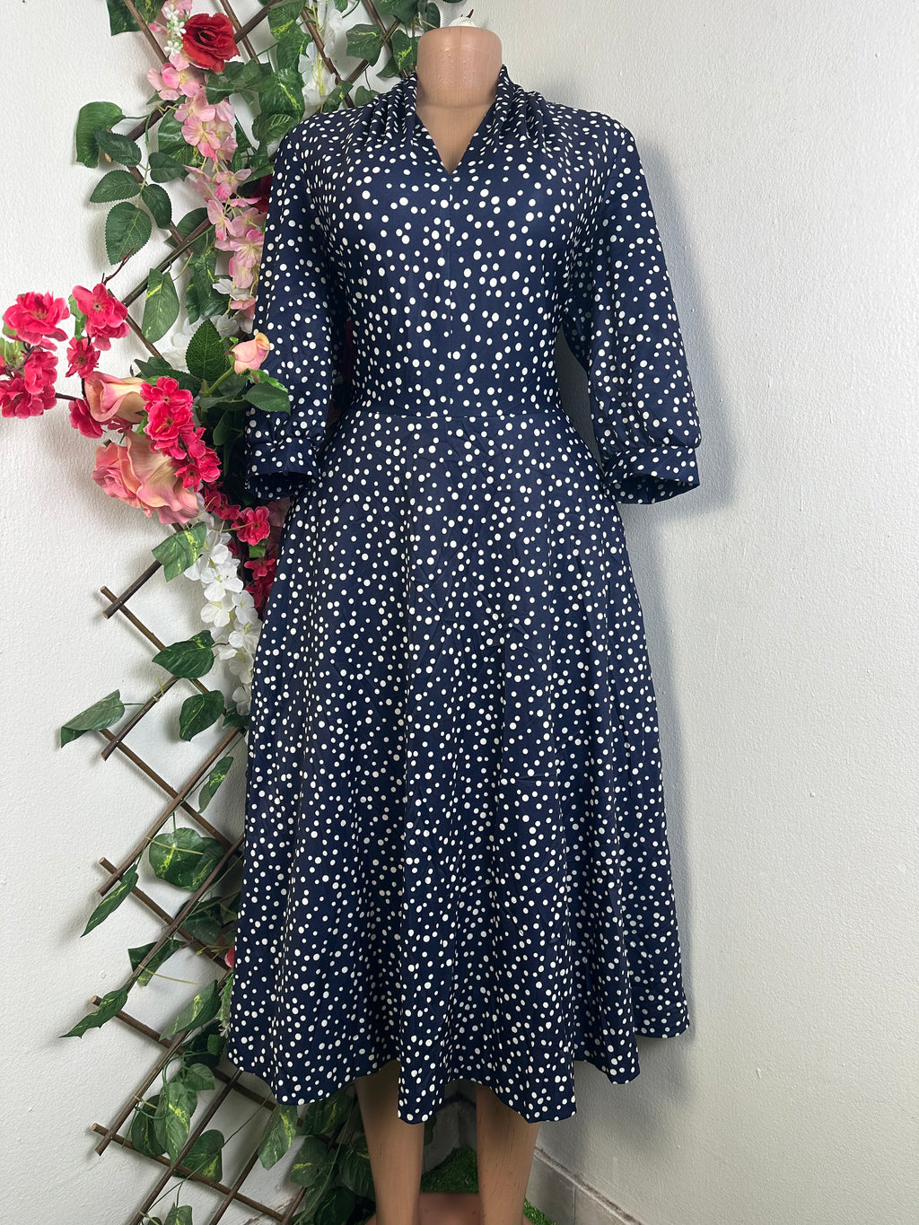 Robe évasée mi-longue manches 3/4-L 12 - Perluna Store