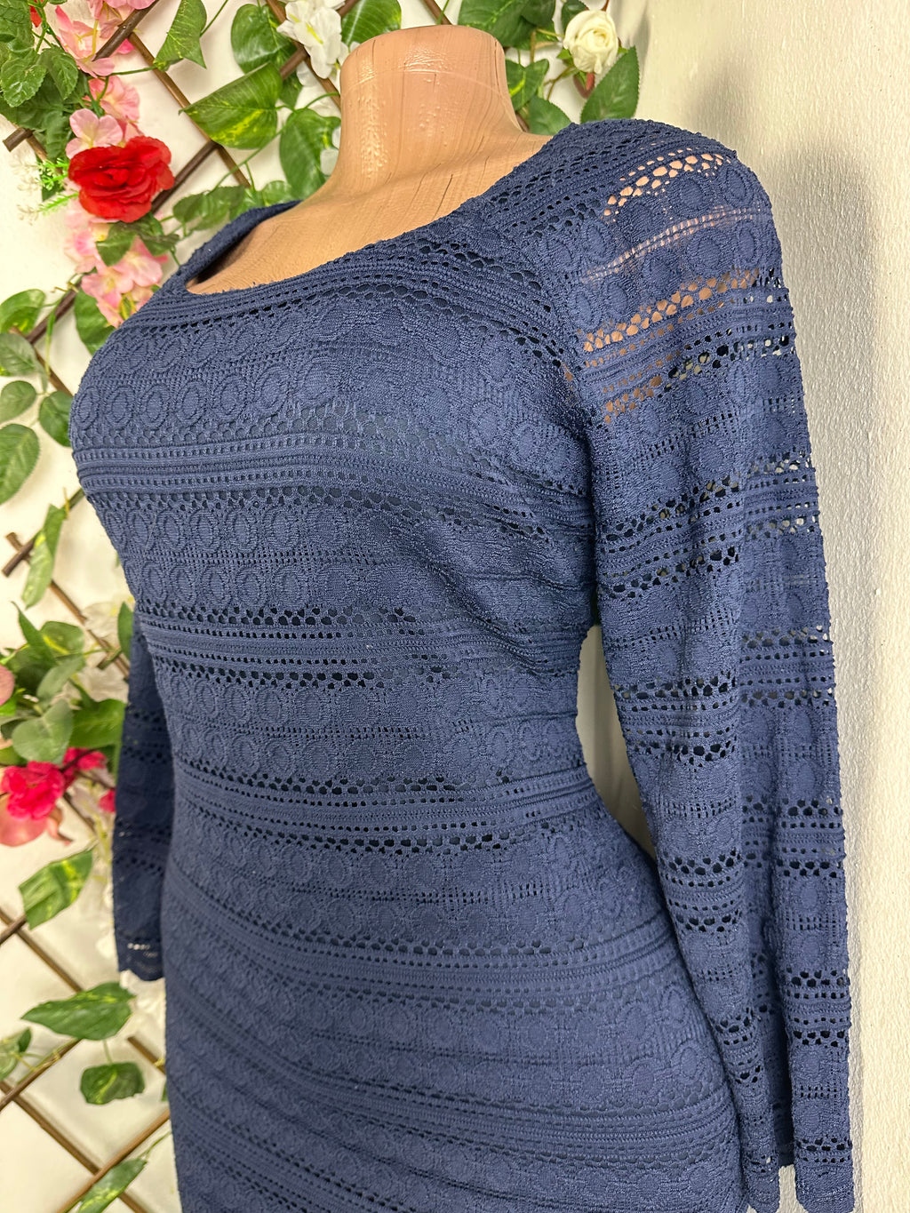 Robe moulante manches longues imprimée dentelle - Perluna Store