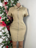 Robe moulante à colle chemise manches courtes - Perluna Store