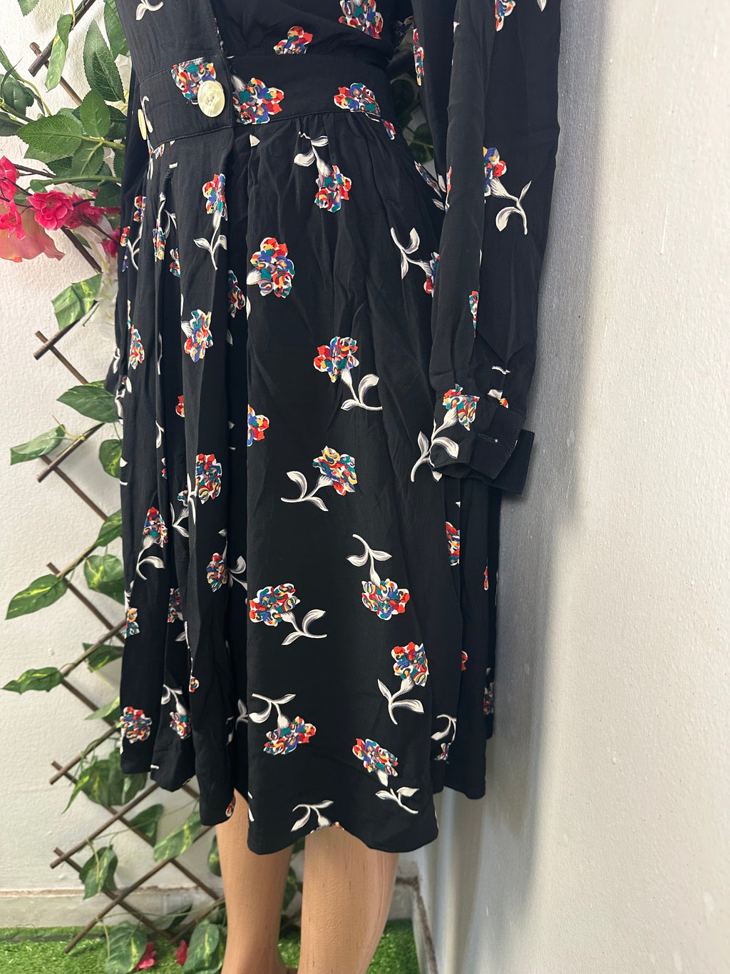 Robe évasée  manches longue décollectée V