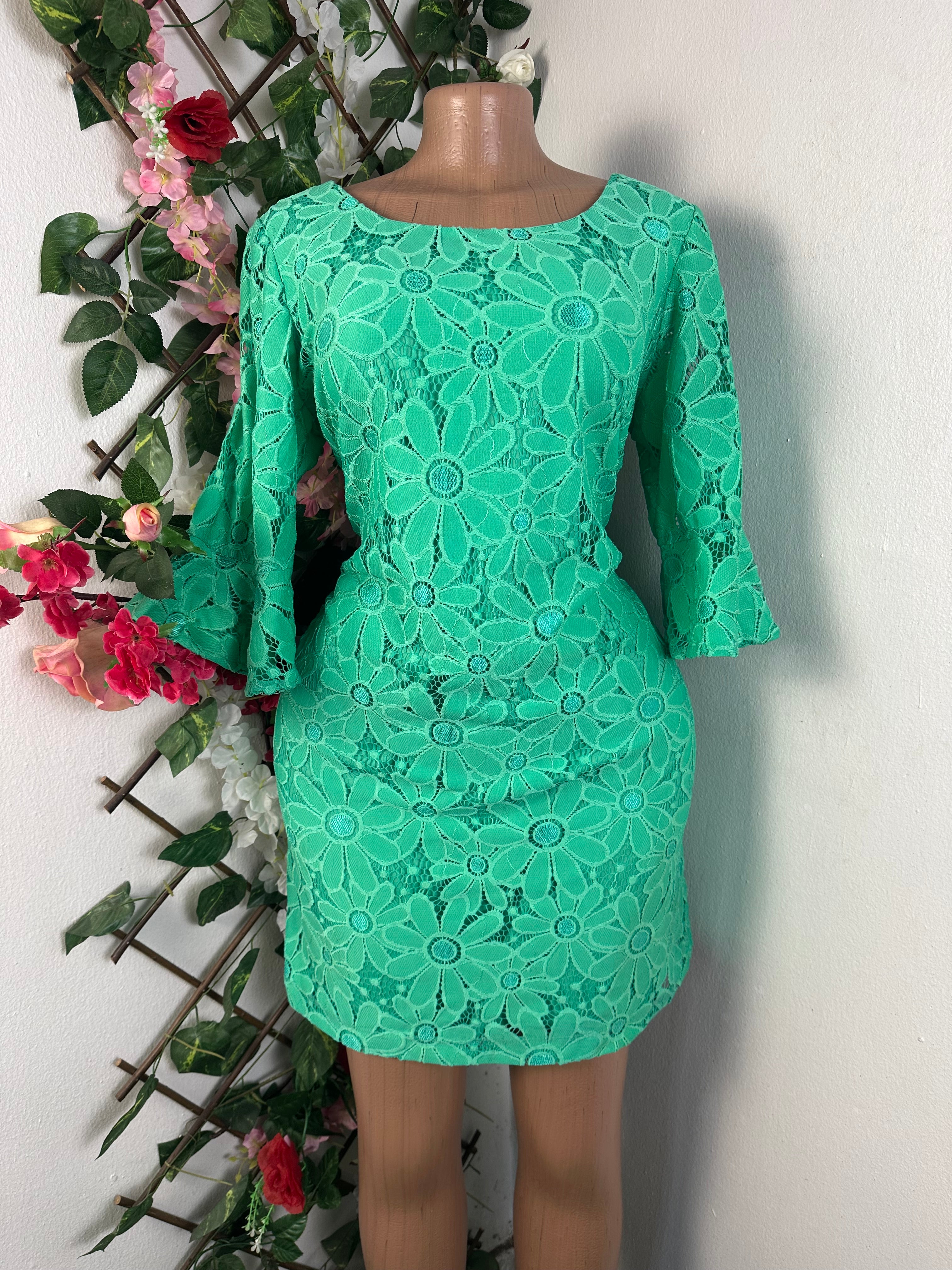 Robe droite  manches 3/4 imprimée bretelle