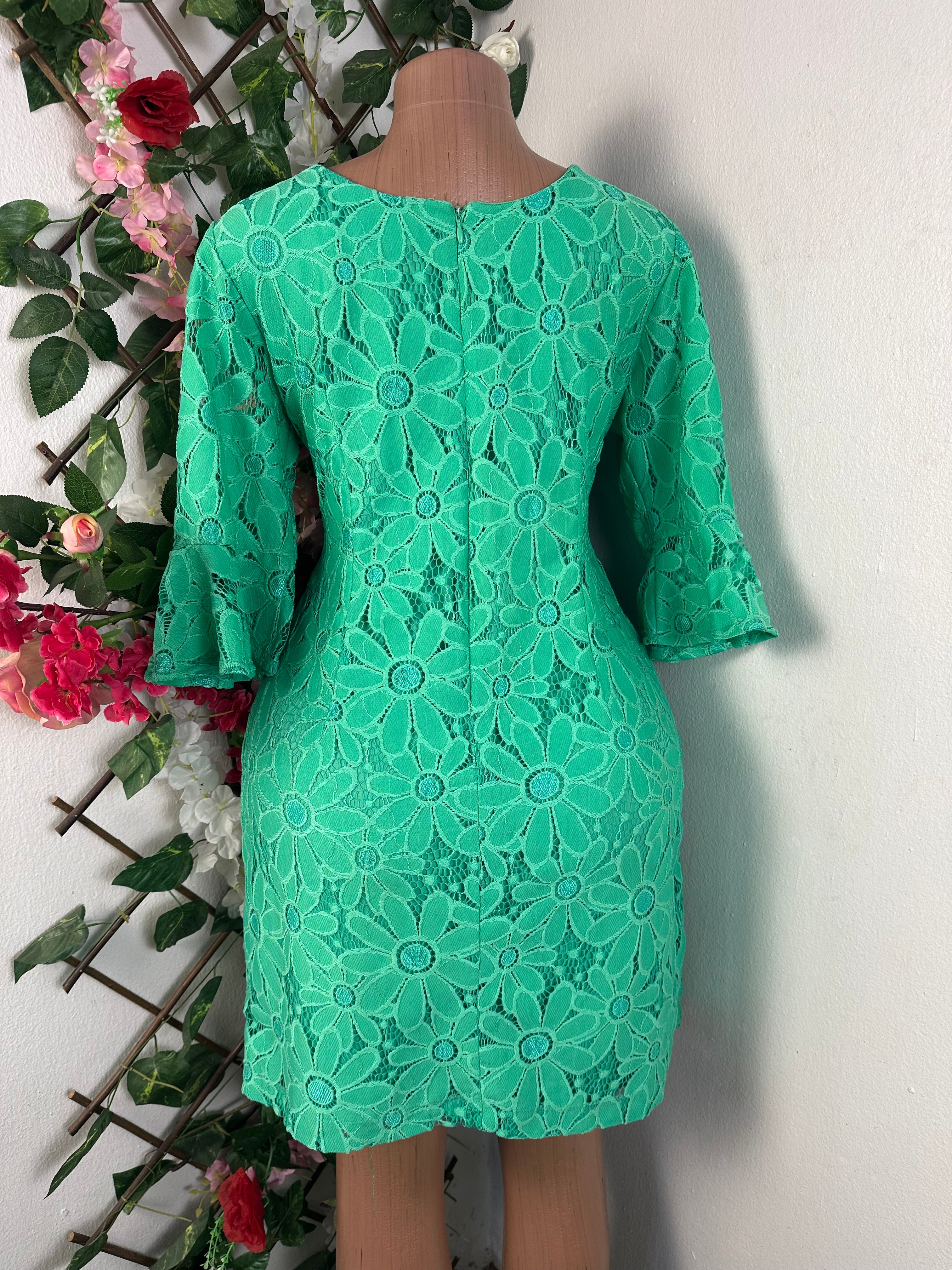 Robe droite  manches 3/4 imprimée bretelle