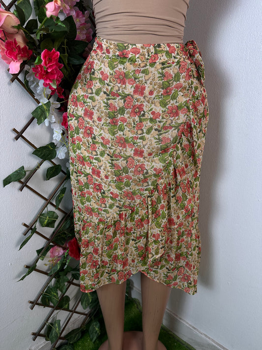 Jupe mi longue croisée a imprimé floral