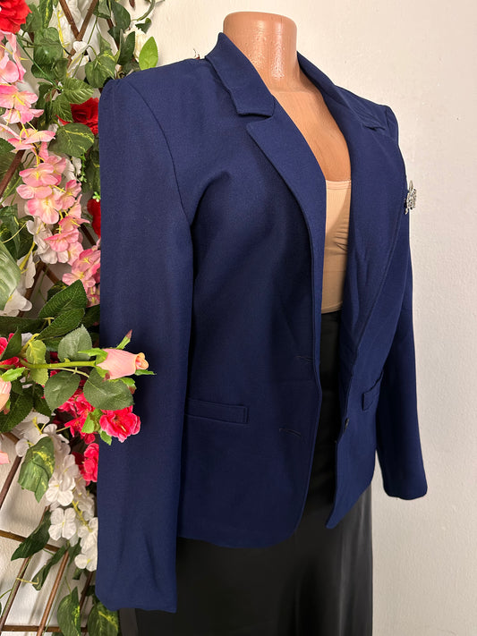 Veste blazer de bureau pour femme 2 boutons couleur bleu