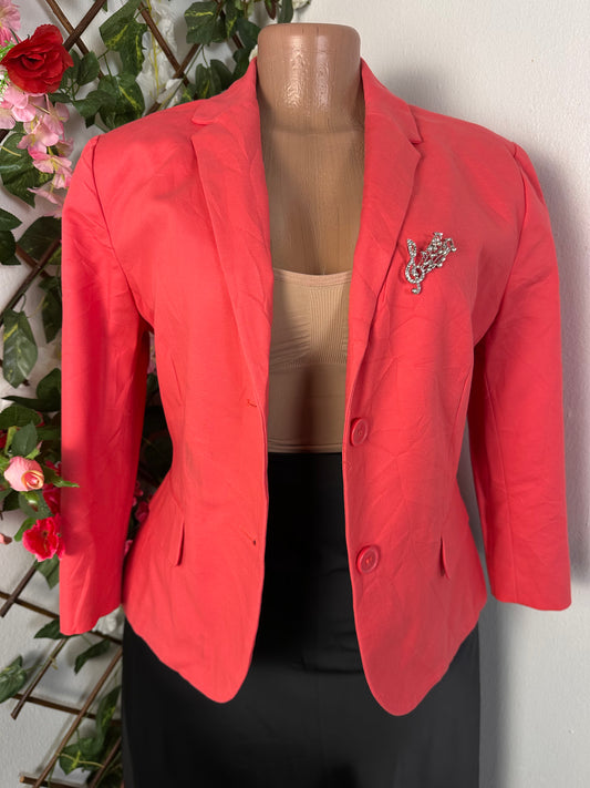 Veste blazer court pour femme couleur orange