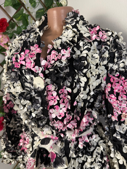 Robe mentaux courte ceinture avec de fleure