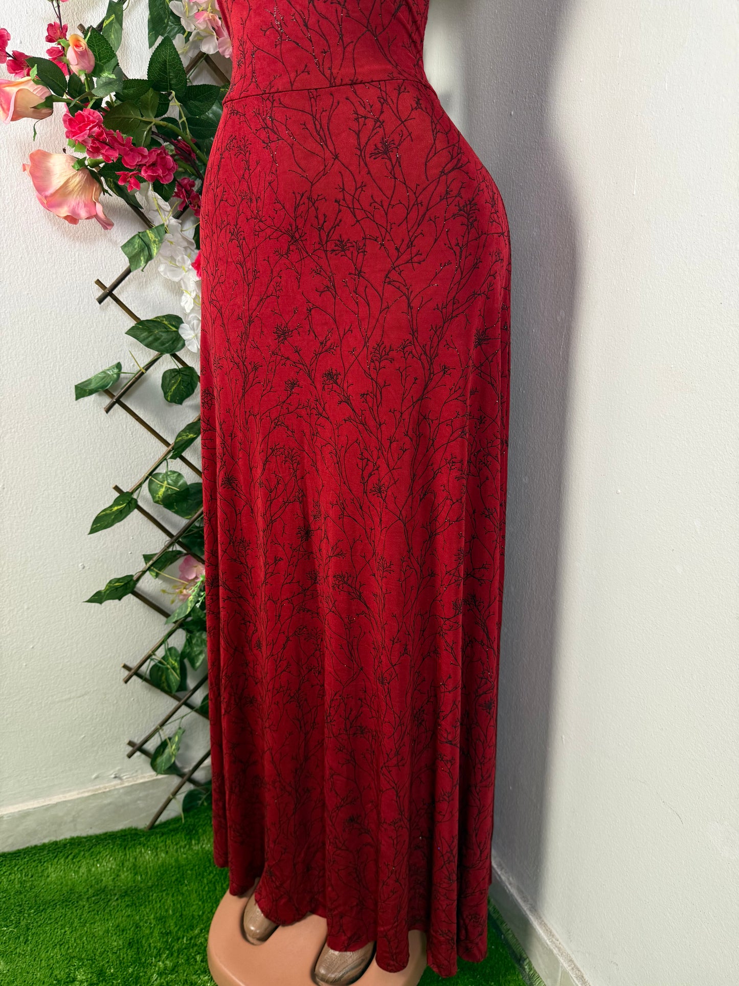 Robe longue cintrer a courte manche