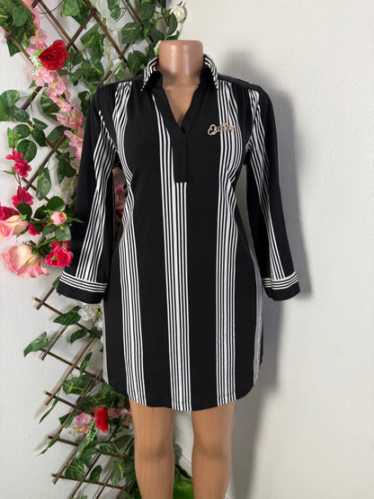 Robe chemise a poche a raillure et manche longue