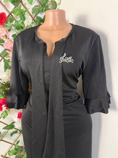 Robe décontracté mi longue à a noeud manche courte