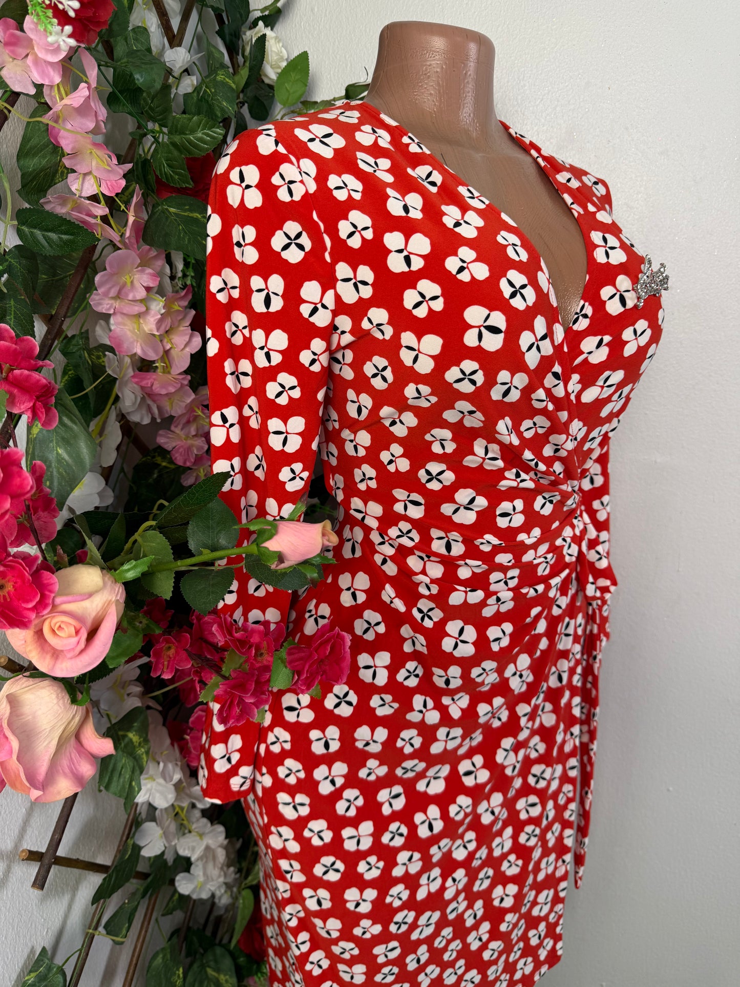 Robe portefeuille courte a longue manche